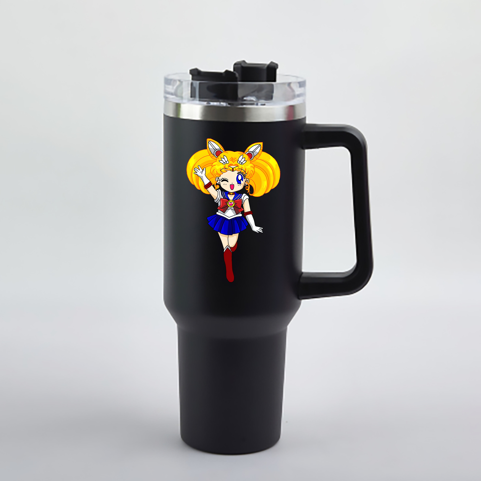 （画像用） 美少女戦士セーラームーン 月野 うさぎ つきの うさぎ Sailor Moon Tsukino Usagi 1200mL車用タンブラー - クリスタルステッカー（プラスチックストロー付き）