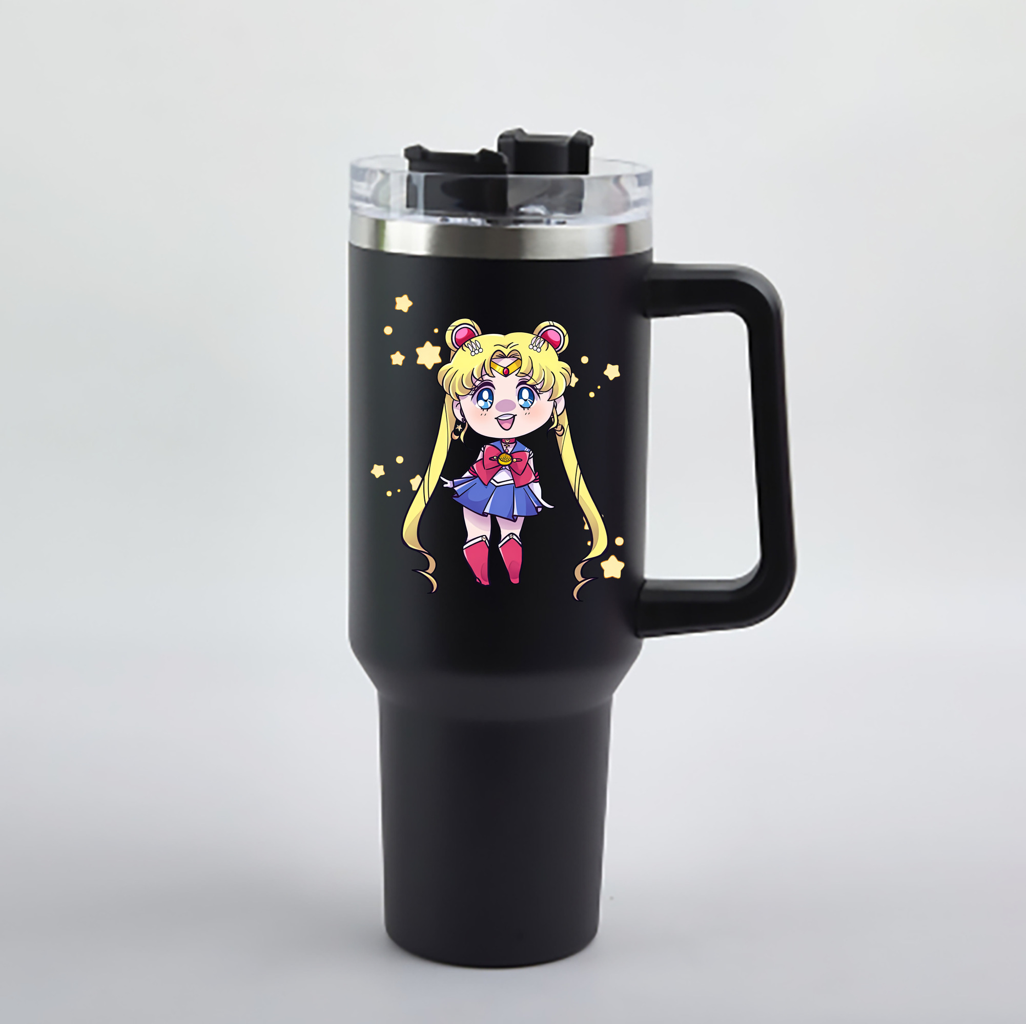 （画像用） 美少女戦士セーラームーン 月野 うさぎ つきの うさぎ Sailor Moon Tsukino Usagi 1200mL車用タンブラー - クリスタルステッカー（プラスチックストロー付き）