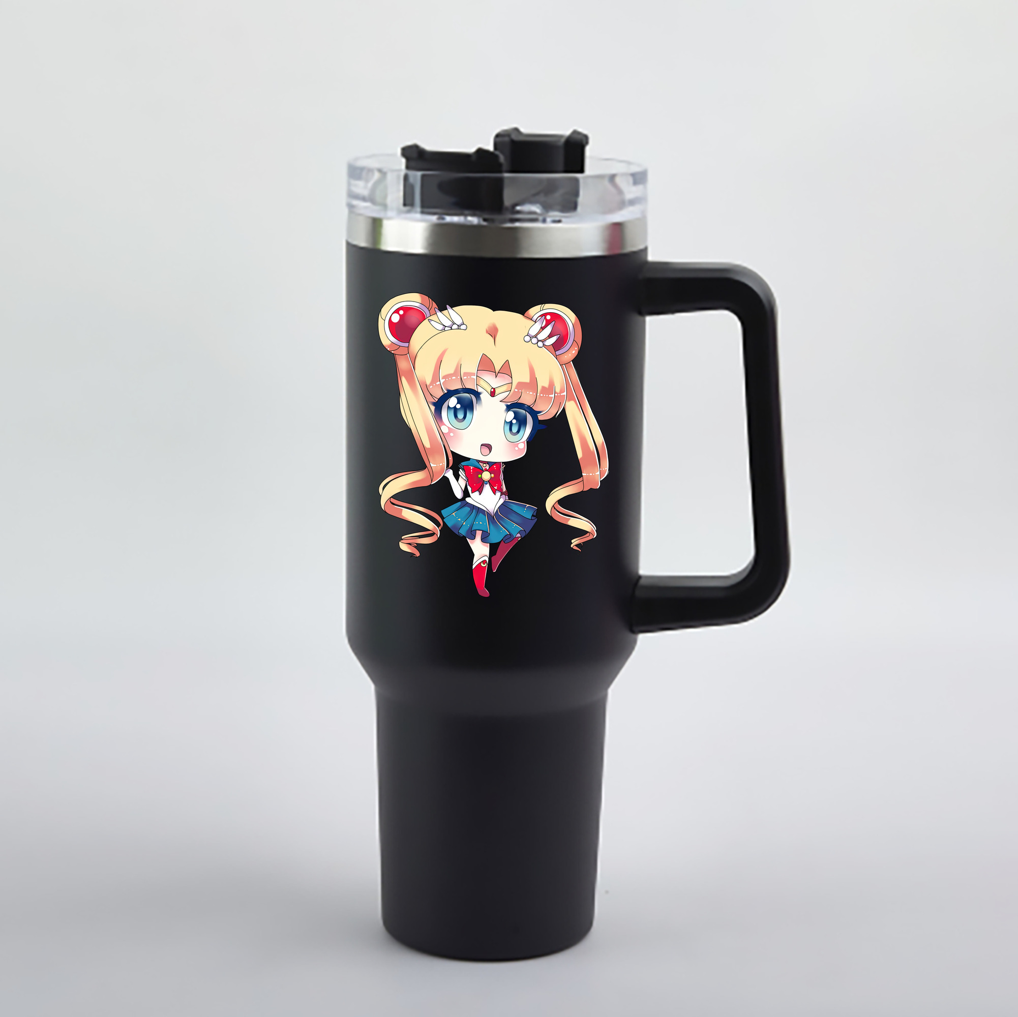 （画像用） 美少女戦士セーラームーン 月野 うさぎ つきの うさぎ Sailor Moon Tsukino Usagi 1200mL車用タンブラー - クリスタルステッカー（プラスチックストロー付き）