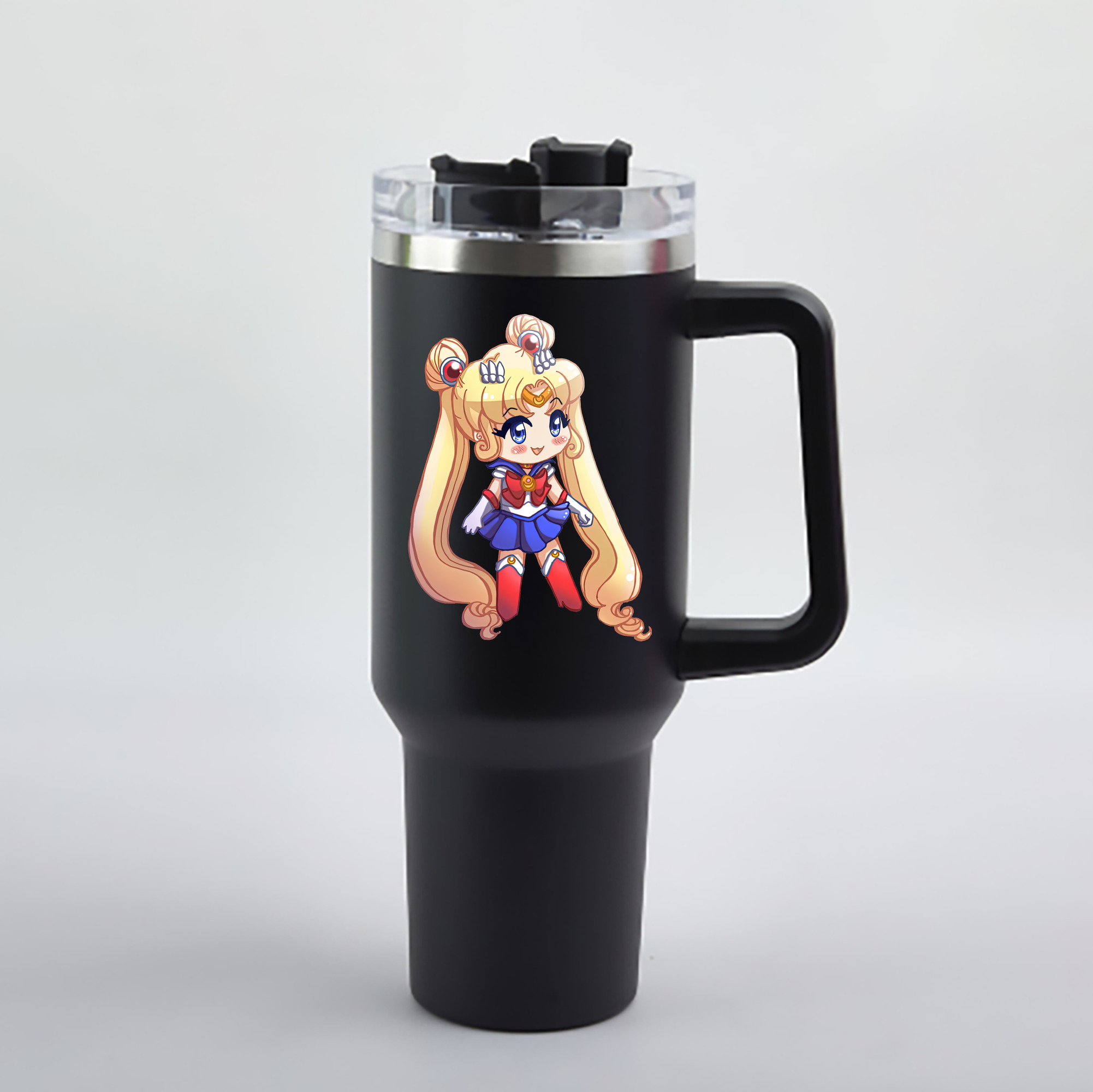 （画像用） 美少女戦士セーラームーン 月野 うさぎ つきの うさぎ Sailor Moon Tsukino Usagi 1200mL車用タンブラー - クリスタルステッカー（プラスチックストロー付き）