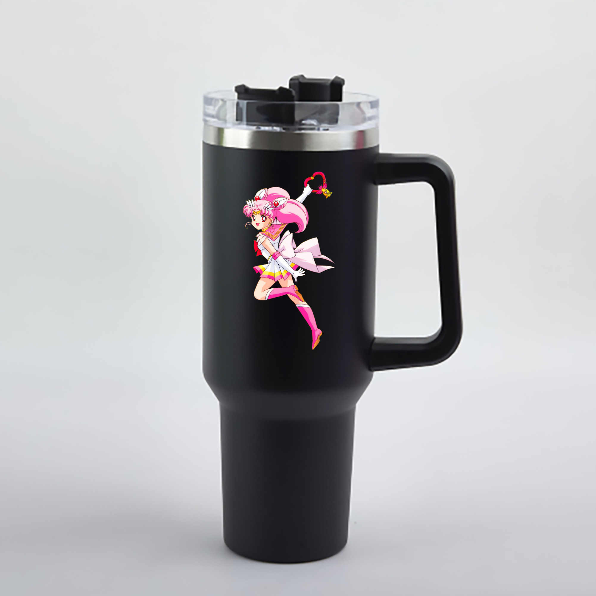 （画像用） 美少女戦士セーラームーン ちびうさ Sailor Moon Chibiusa Tsukino Usagi Small Lady Serenity 1200mL車用タンブラー - クリスタルステッカー（プラスチックストロー付き）