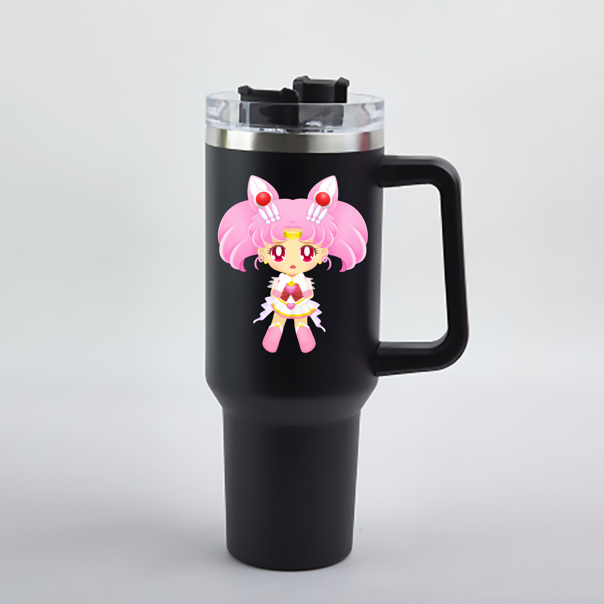 （画像用） 美少女戦士セーラームーン ちびうさ Sailor Moon Chibiusa Tsukino Usagi Small Lady Serenity 1200mL車用タンブラー - クリスタルステッカー（プラスチックストロー付き）