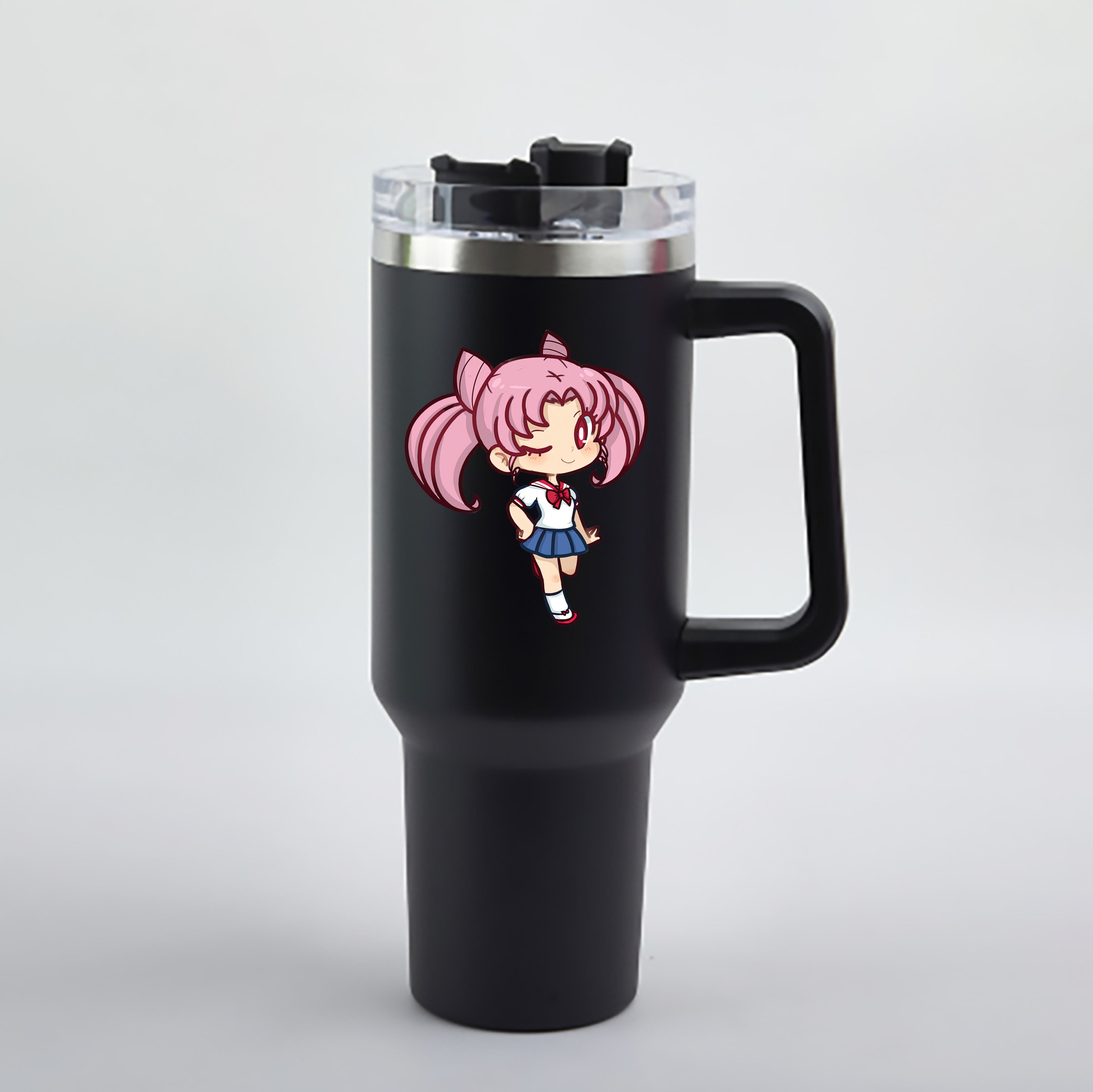 （画像用） 美少女戦士セーラームーン ちびうさ Sailor Moon Chibiusa Tsukino Usagi Small Lady Serenity 1200mL車用タンブラー - クリスタルステッカー（プラスチックストロー付き）