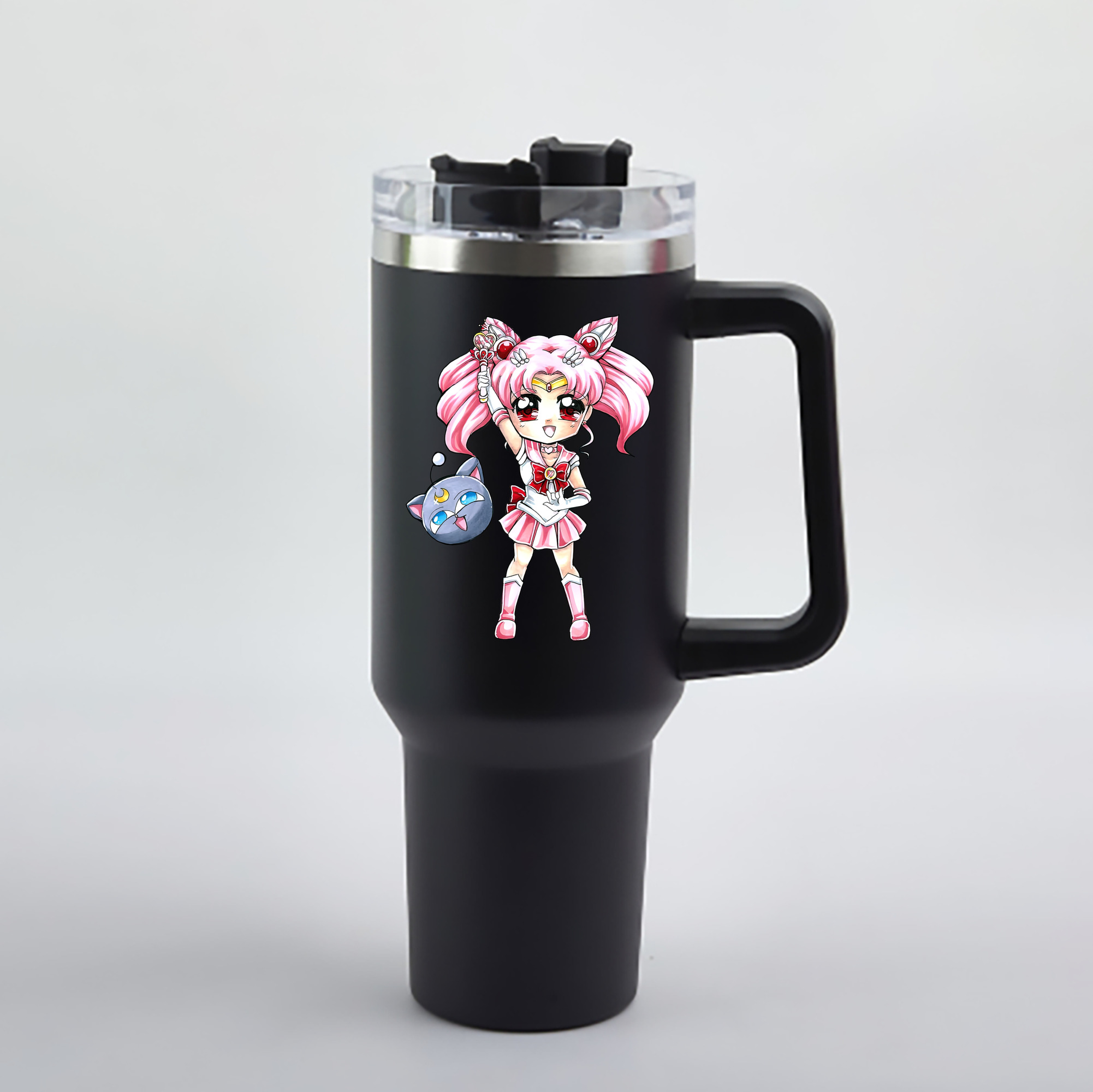 （画像用） 美少女戦士セーラームーン ちびうさ Sailor Moon Chibiusa Tsukino Usagi Small Lady Serenity 1200mL車用タンブラー - クリスタルステッカー（プラスチックストロー付き）