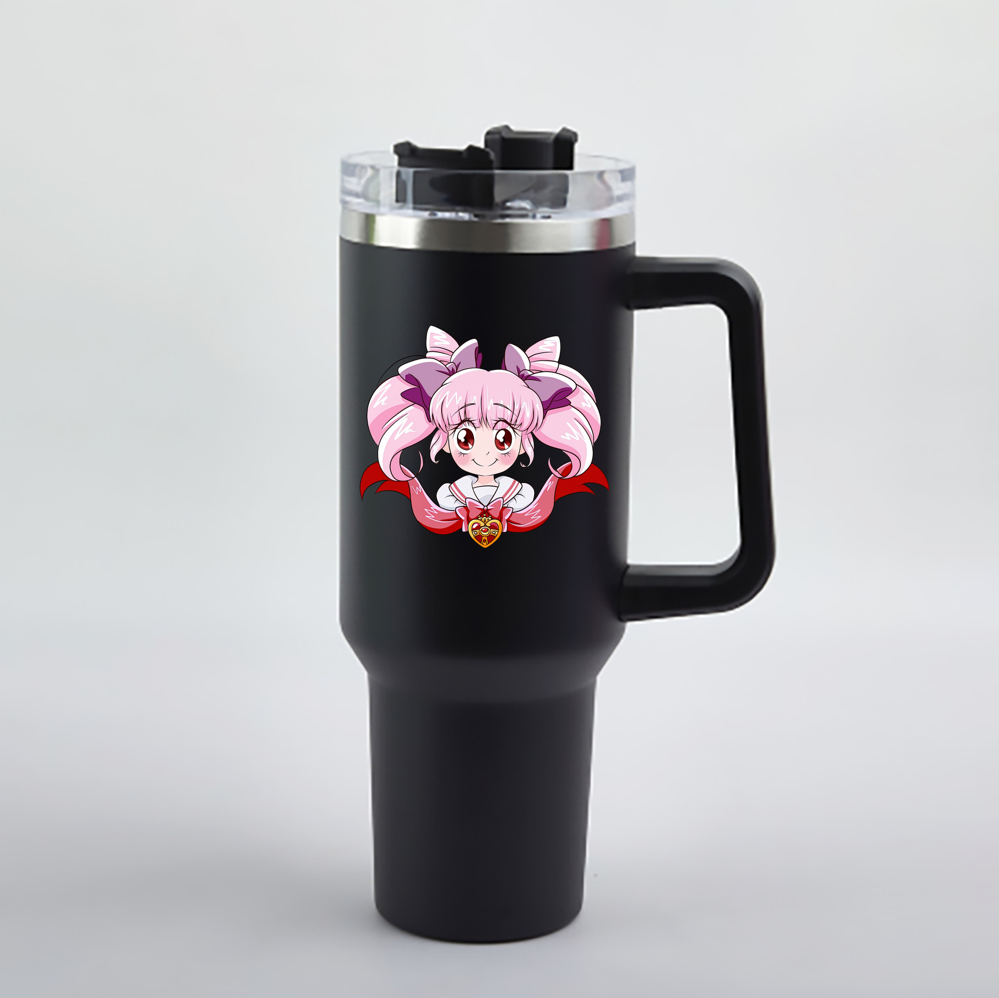 （画像用） 美少女戦士セーラームーン ちびうさ Sailor Moon Chibiusa Tsukino Usagi Small Lady Serenity 1200mL車用タンブラー - クリスタルステッカー（プラスチックストロー付き）