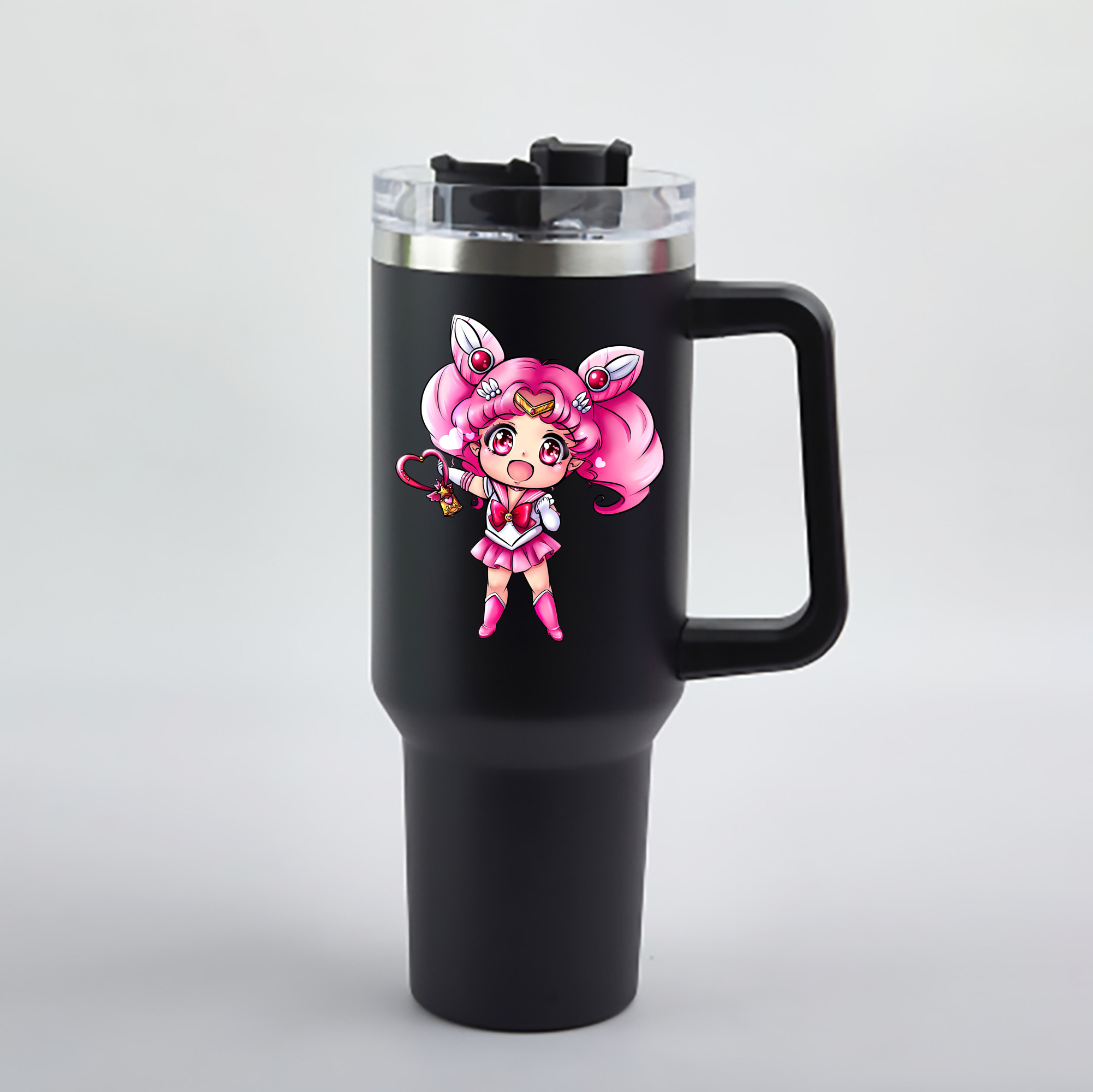 （画像用） 美少女戦士セーラームーン ちびうさ Sailor Moon Chibiusa Tsukino Usagi Small Lady Serenity 1200mL車用タンブラー - クリスタルステッカー（プラスチックストロー付き）