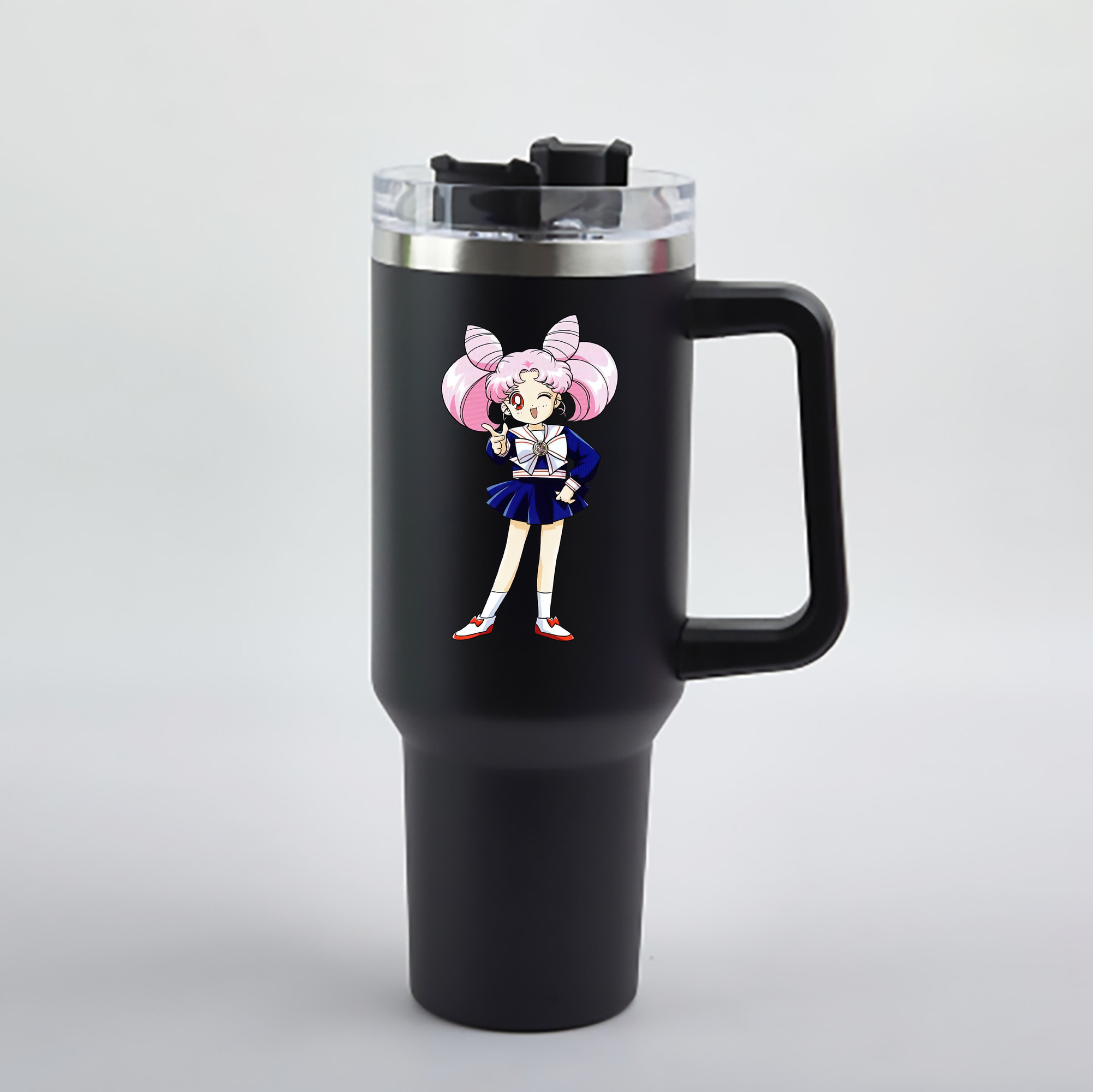 （画像用） 美少女戦士セーラームーン ちびうさ Sailor Moon Chibiusa Tsukino Usagi Small Lady Serenity 1200mL車用タンブラー - クリスタルステッカー（プラスチックストロー付き）