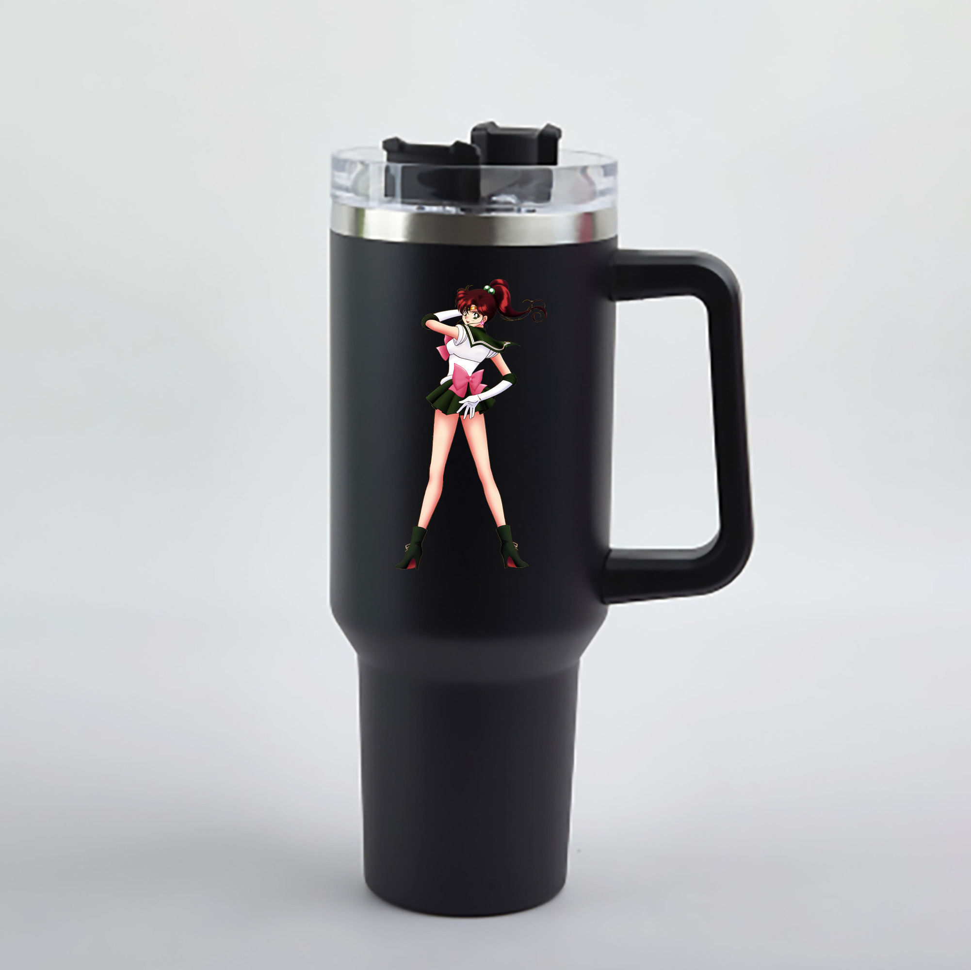（画像用） 美少女戦士セーラームーン 木野 まこと きの まこと Sailor Moon Kino Makoto （セーラージュピター；Sailor Jupiter） 1200mL車用タンブラー - クリスタルステッカー（プラスチックストロー付き）