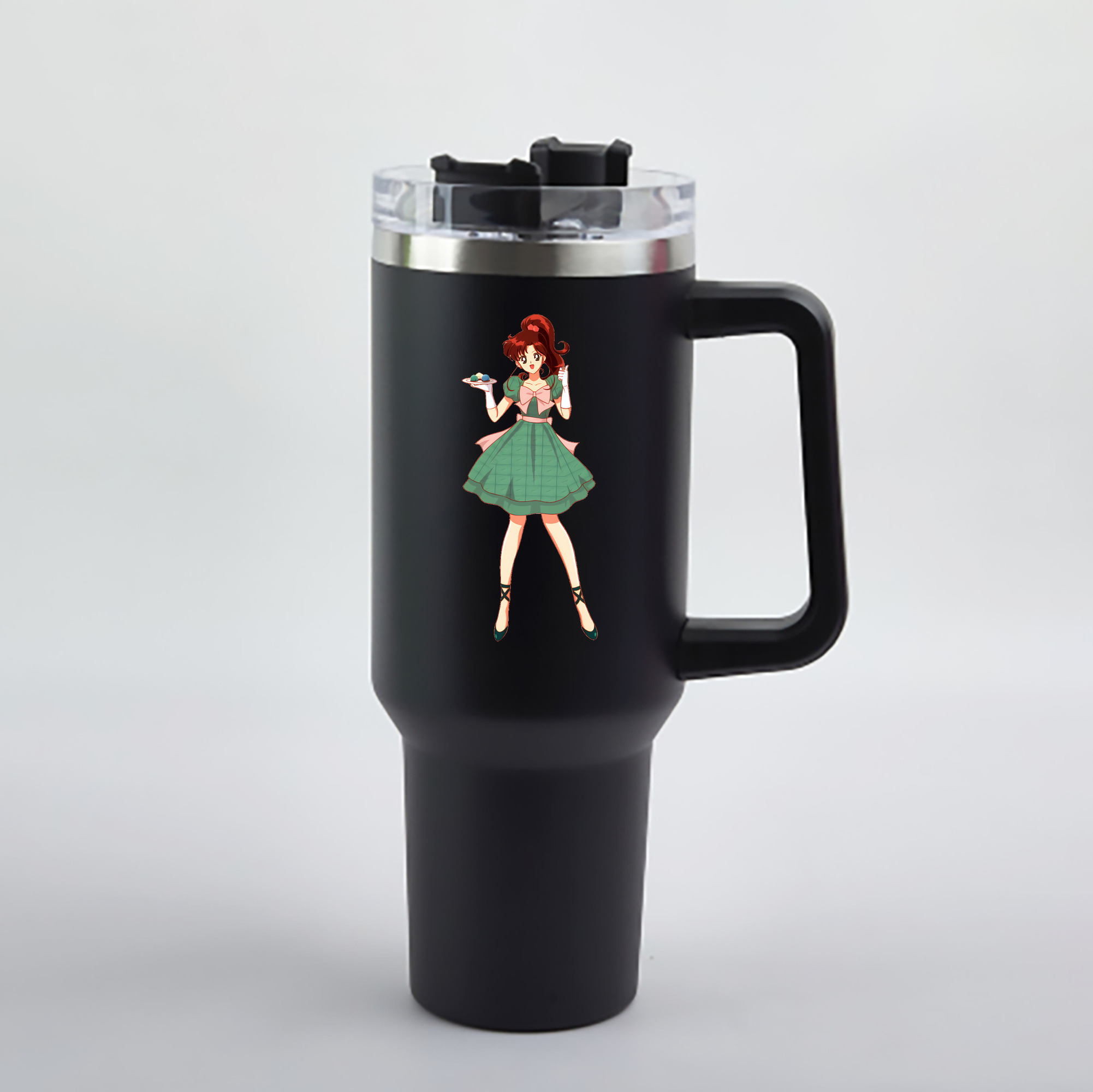 （画像用） 美少女戦士セーラームーン 木野 まこと きの まこと Sailor Moon Kino Makoto （セーラージュピター；Sailor Jupiter） 1200mL車用タンブラー - クリスタルステッカー（プラスチックストロー付き）