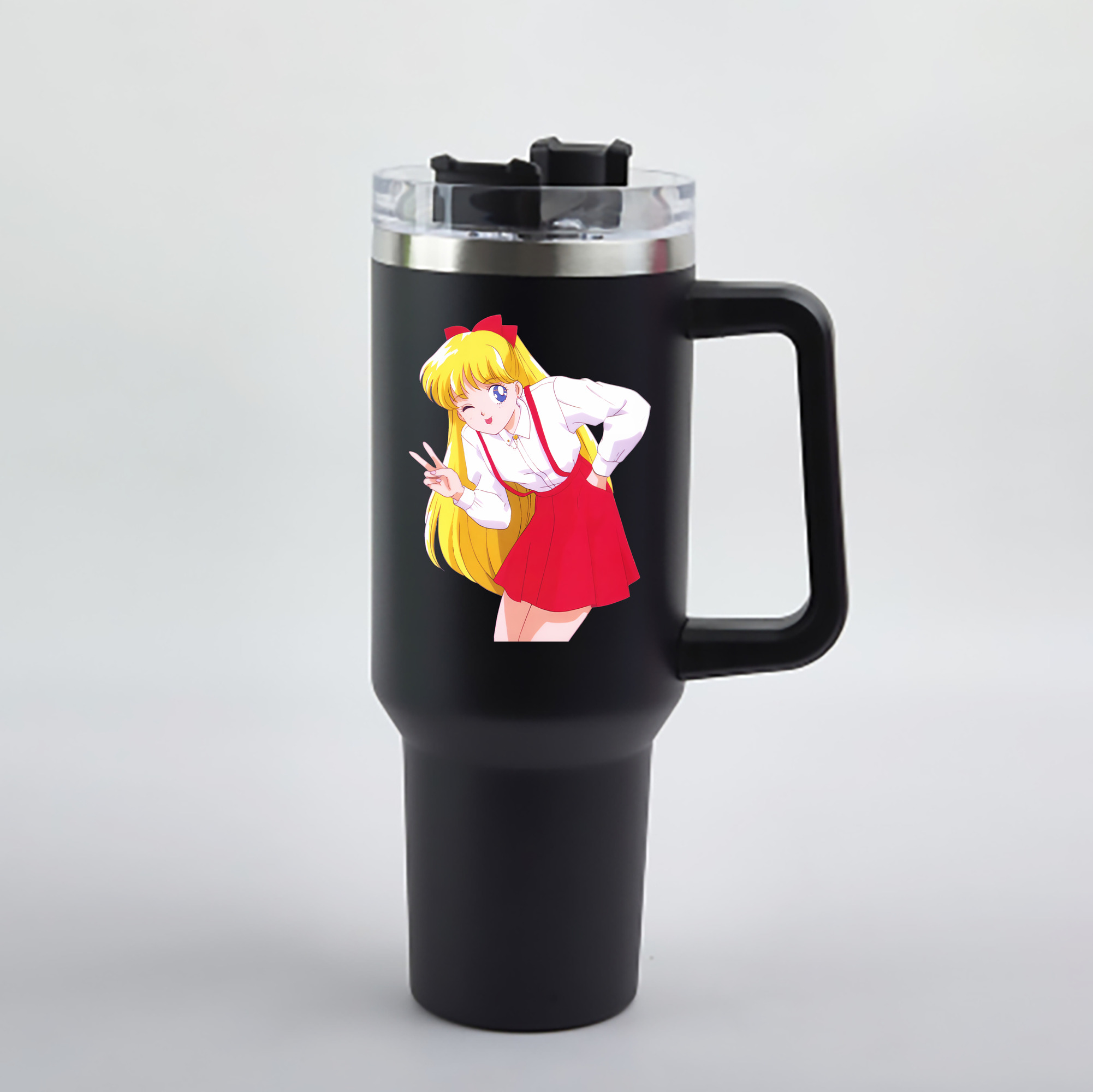 （画像用） 美少女戦士セーラームーン 愛野 美奈子 あいの みなこ Sailor Moon Aino Minako 1200mL車用タンブラー - クリスタルステッカー（プラスチックストロー付き）