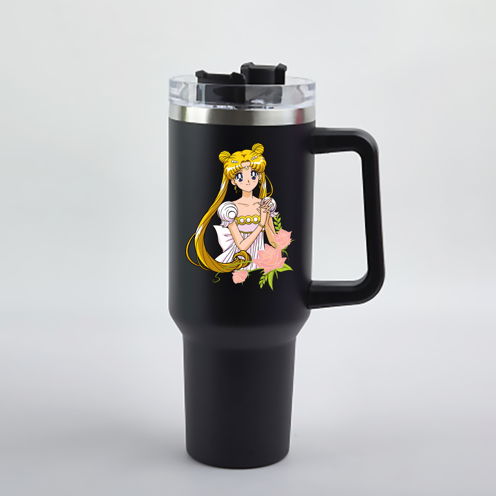 （画像用） 美少女戦士セーラームーン 愛野 美奈子 あいの みなこ Sailor Moon Aino Minako 1200mL車用タンブラー - クリスタルステッカー（プラスチックストロー付き）