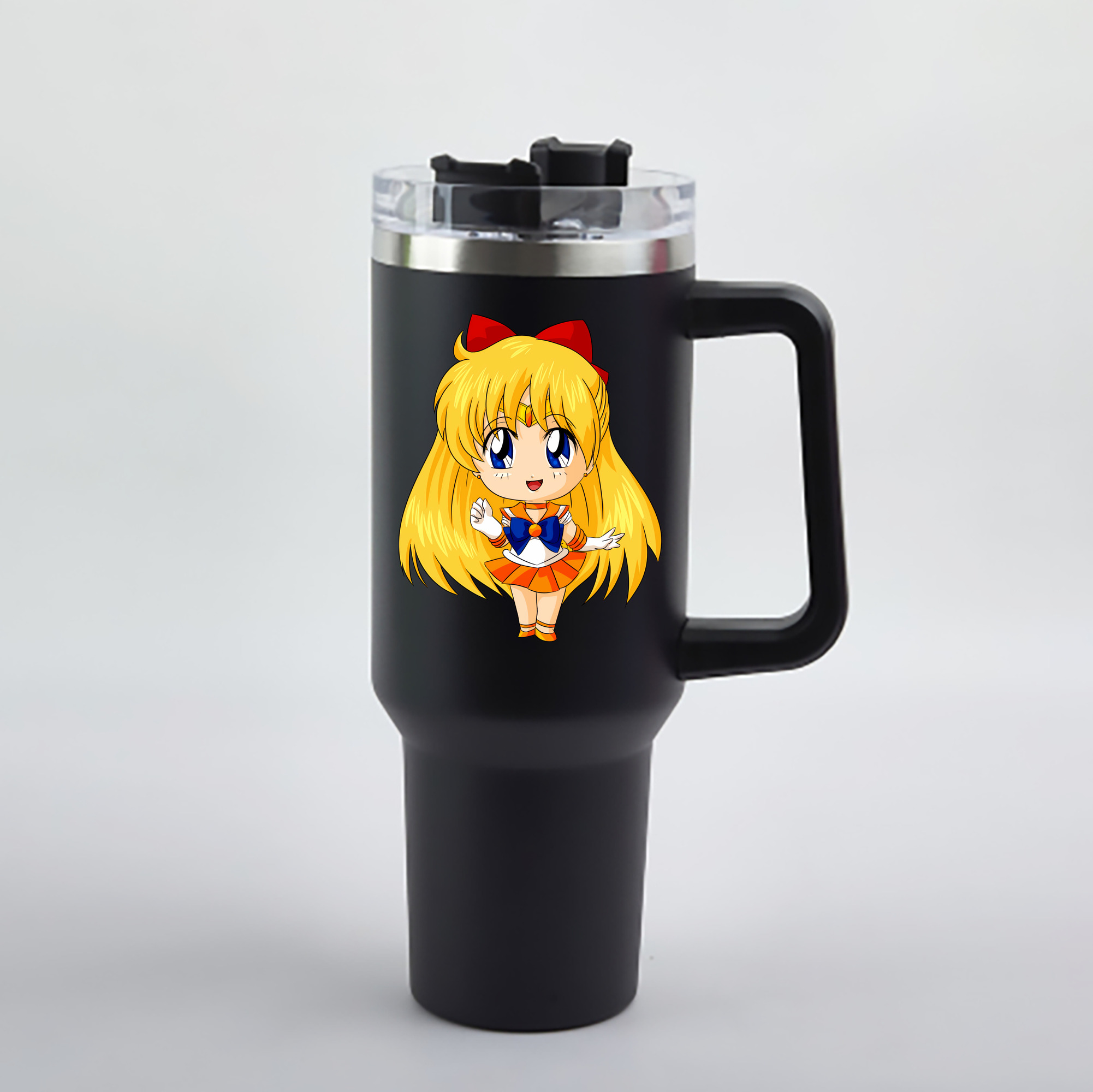 （画像用） 美少女戦士セーラームーン 愛野 美奈子 あいの みなこ Sailor Moon Aino Minako 1200mL車用タンブラー - クリスタルステッカー（プラスチックストロー付き）