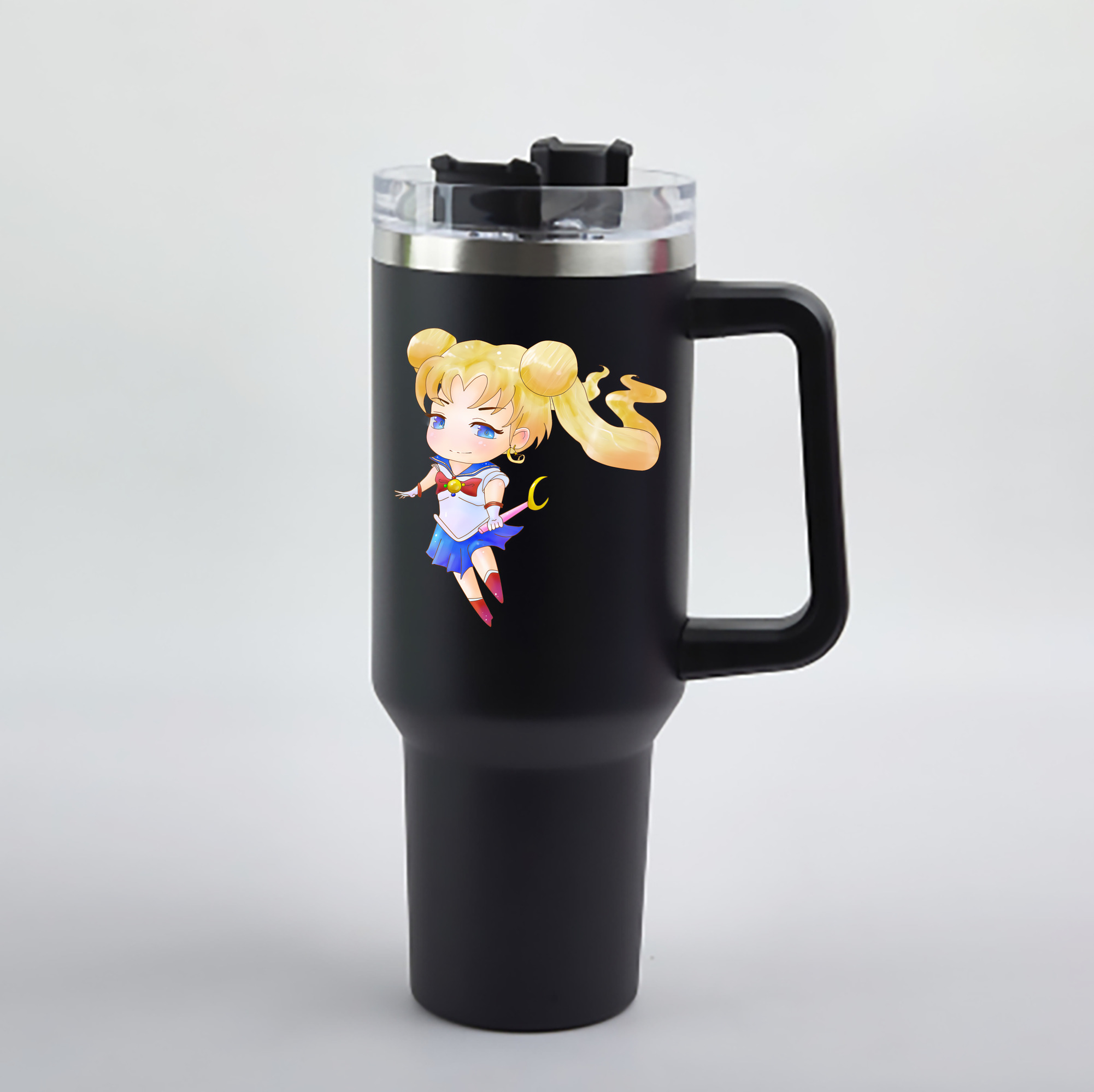 （画像用） 美少女戦士セーラームーン 愛野 美奈子 あいの みなこ Sailor Moon Aino Minako 1200mL車用タンブラー - クリスタルステッカー（プラスチックストロー付き）