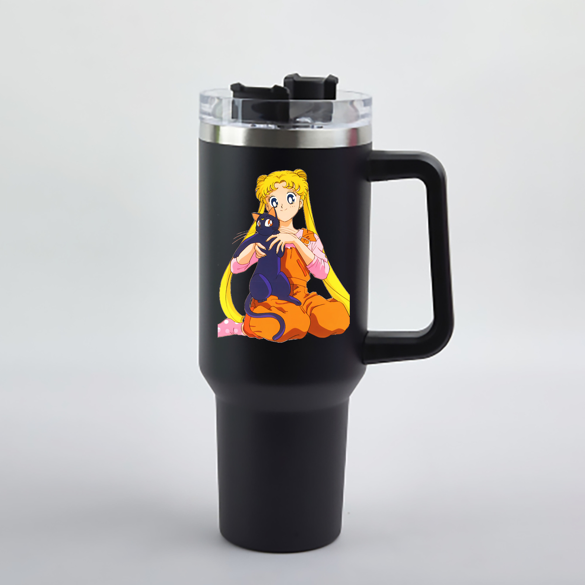 （画像用） 美少女戦士セーラームーン 愛野 美奈子 あいの みなこ Sailor Moon Aino Minako 1200mL車用タンブラー - クリスタルステッカー（プラスチックストロー付き）
