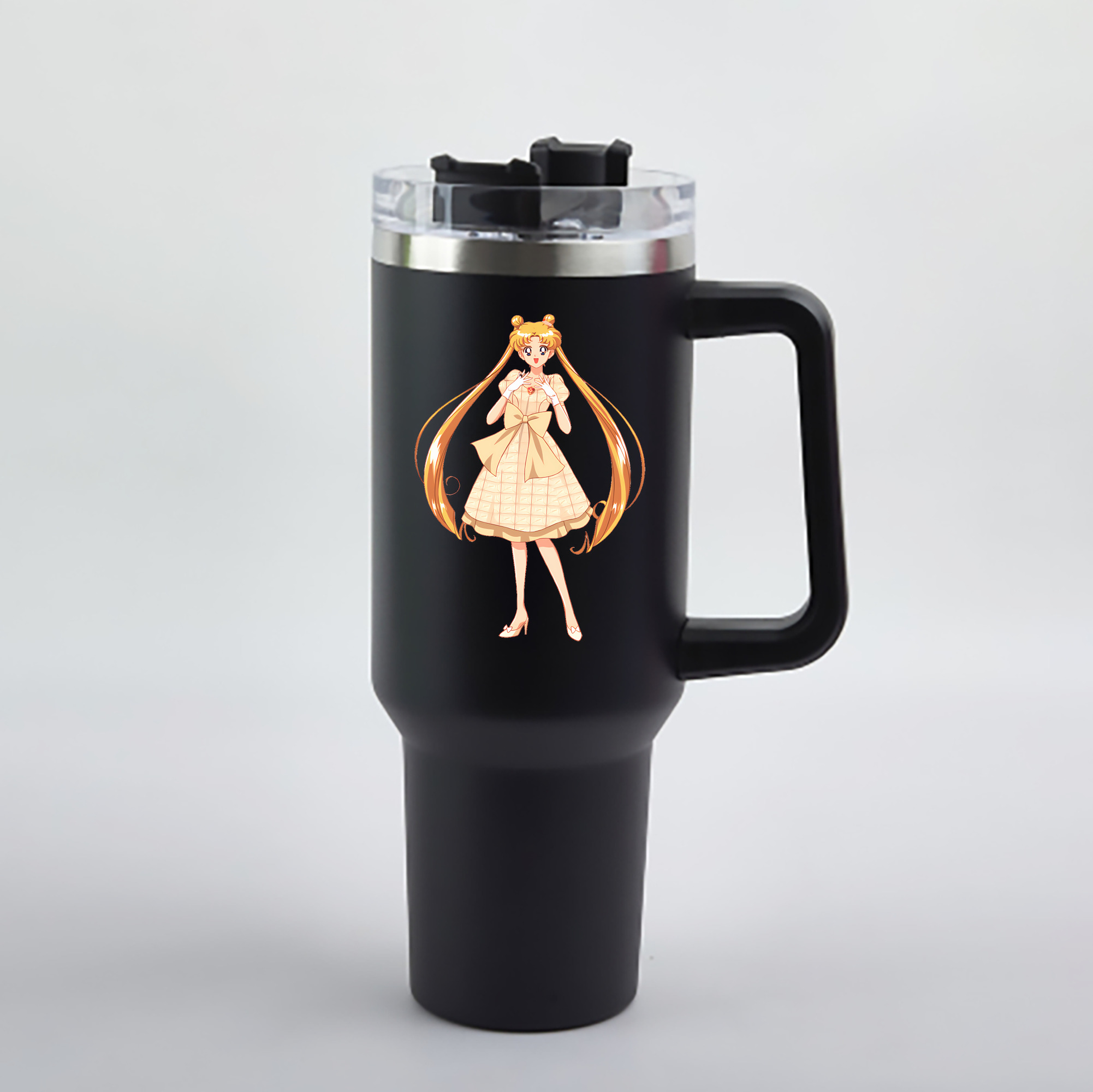 （画像用） 美少女戦士セーラームーン 愛野 美奈子 あいの みなこ Sailor Moon Aino Minako 1200mL車用タンブラー - クリスタルステッカー（プラスチックストロー付き）