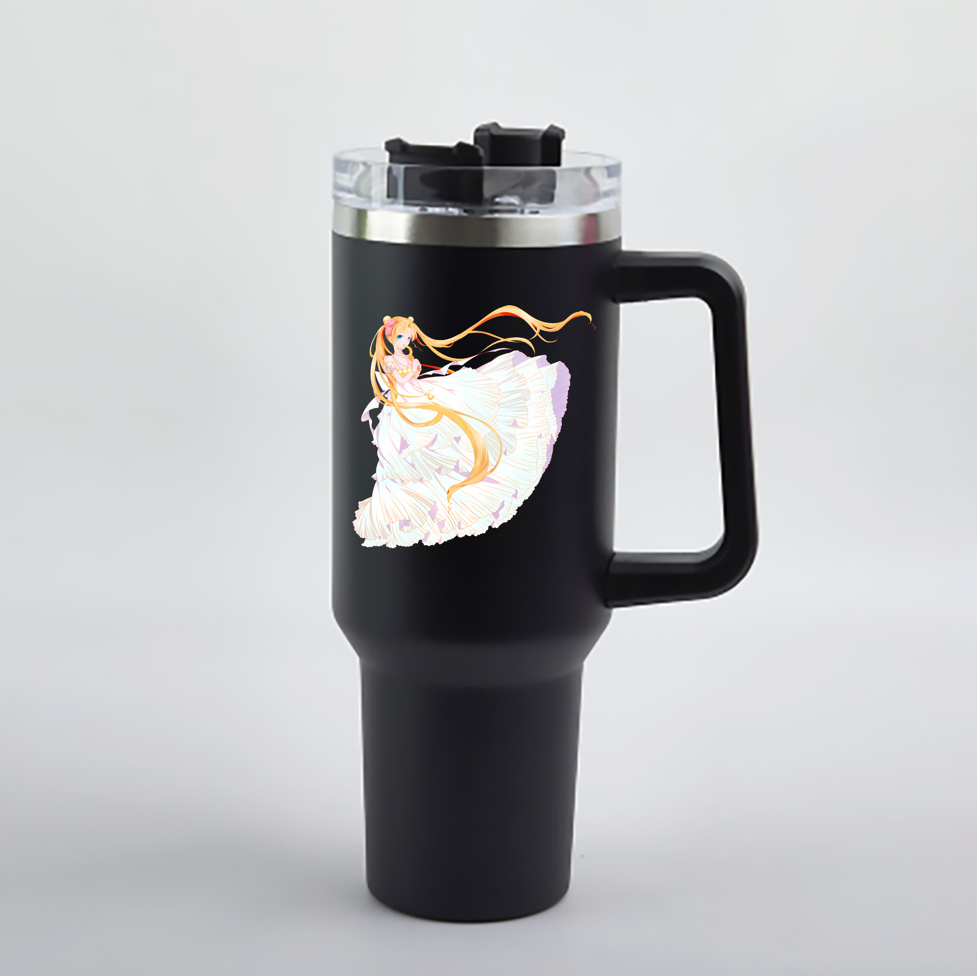 （画像用） 美少女戦士セーラームーン 愛野 美奈子 あいの みなこ Sailor Moon Aino Minako 1200mL車用タンブラー - クリスタルステッカー（プラスチックストロー付き）