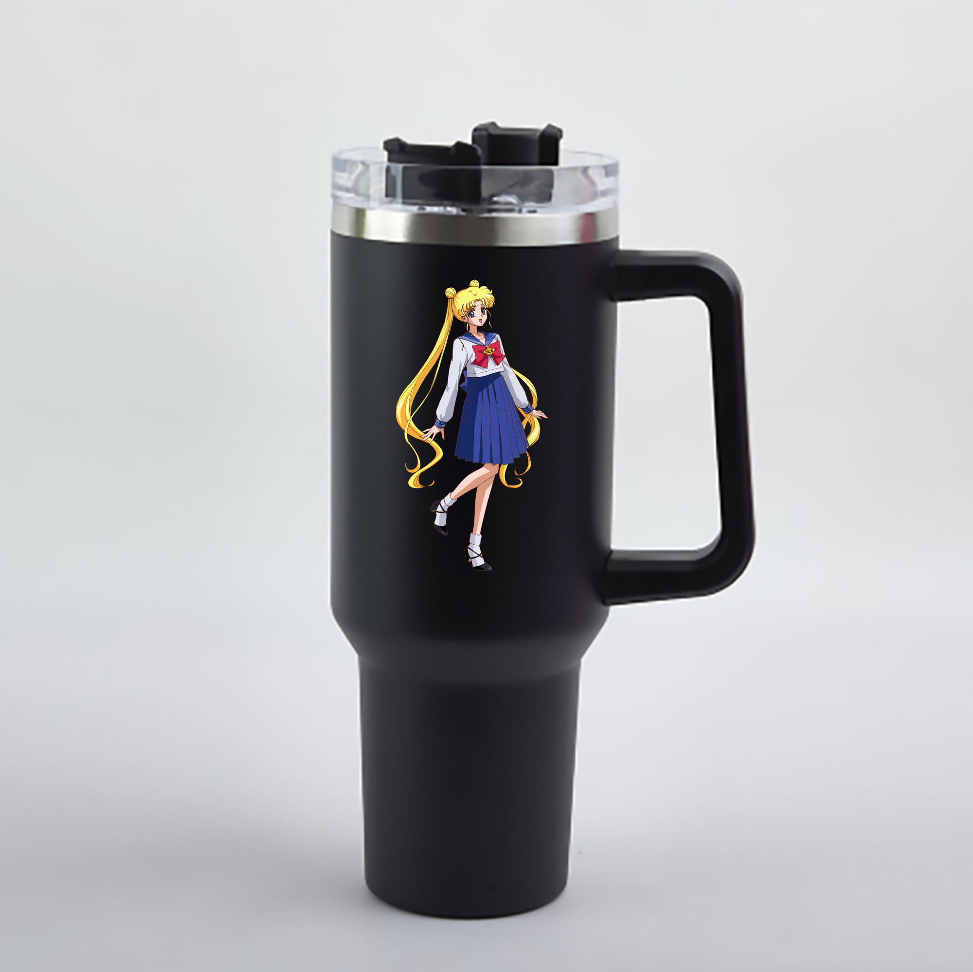 （画像用） 美少女戦士セーラームーン 愛野 美奈子 あいの みなこ Sailor Moon Aino Minako 1200mL車用タンブラー - クリスタルステッカー（プラスチックストロー付き）