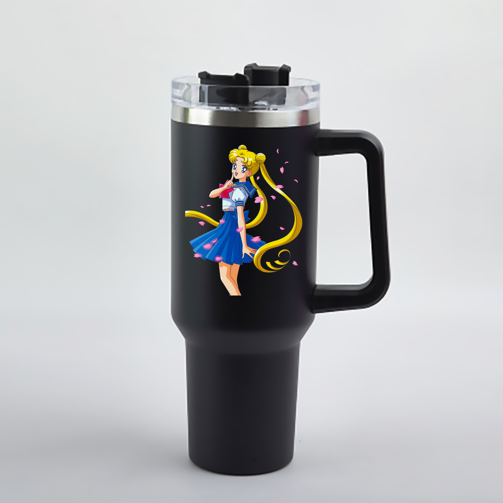 （画像用） 美少女戦士セーラームーン 愛野 美奈子 あいの みなこ Sailor Moon Aino Minako 1200mL車用タンブラー - クリスタルステッカー（プラスチックストロー付き）