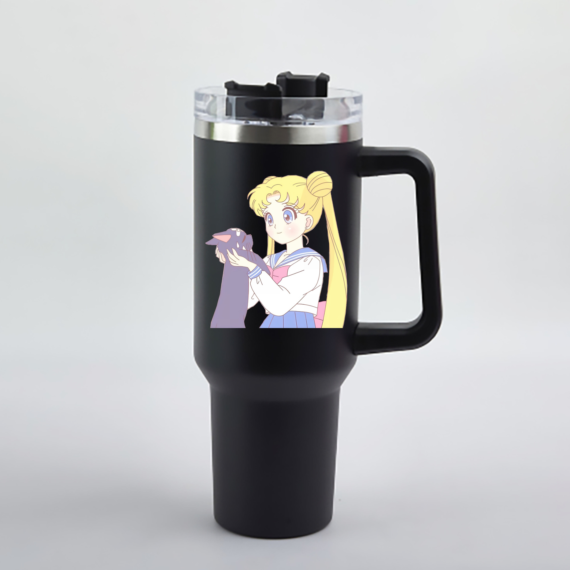 （画像用） 美少女戦士セーラームーン 愛野 美奈子 あいの みなこ Sailor Moon Aino Minako 1200mL車用タンブラー - クリスタルステッカー（プラスチックストロー付き）