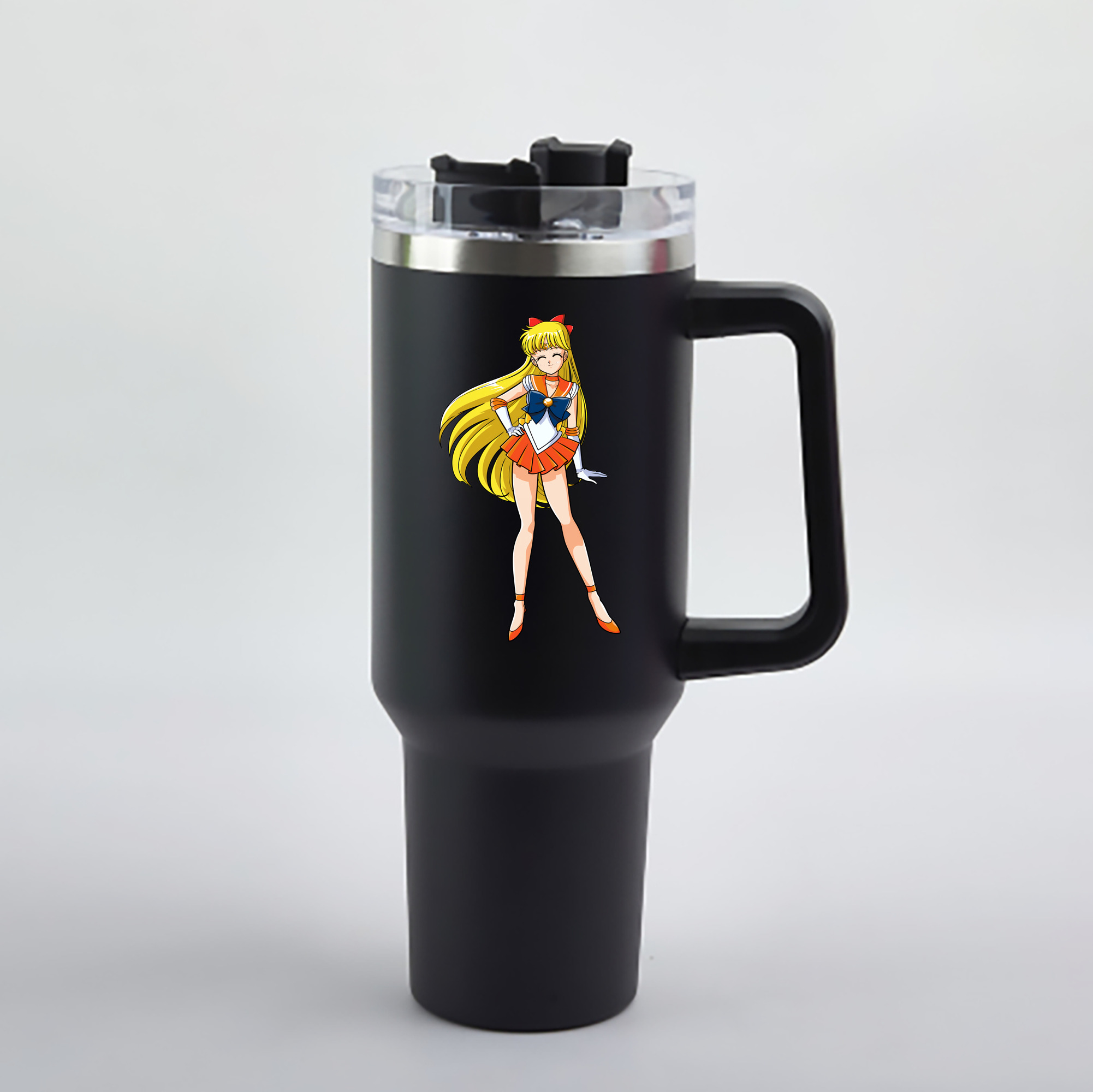 （画像用） 美少女戦士セーラームーン 愛野 美奈子 あいの みなこ Sailor Moon Aino Minako 1200mL車用タンブラー - クリスタルステッカー（プラスチックストロー付き）