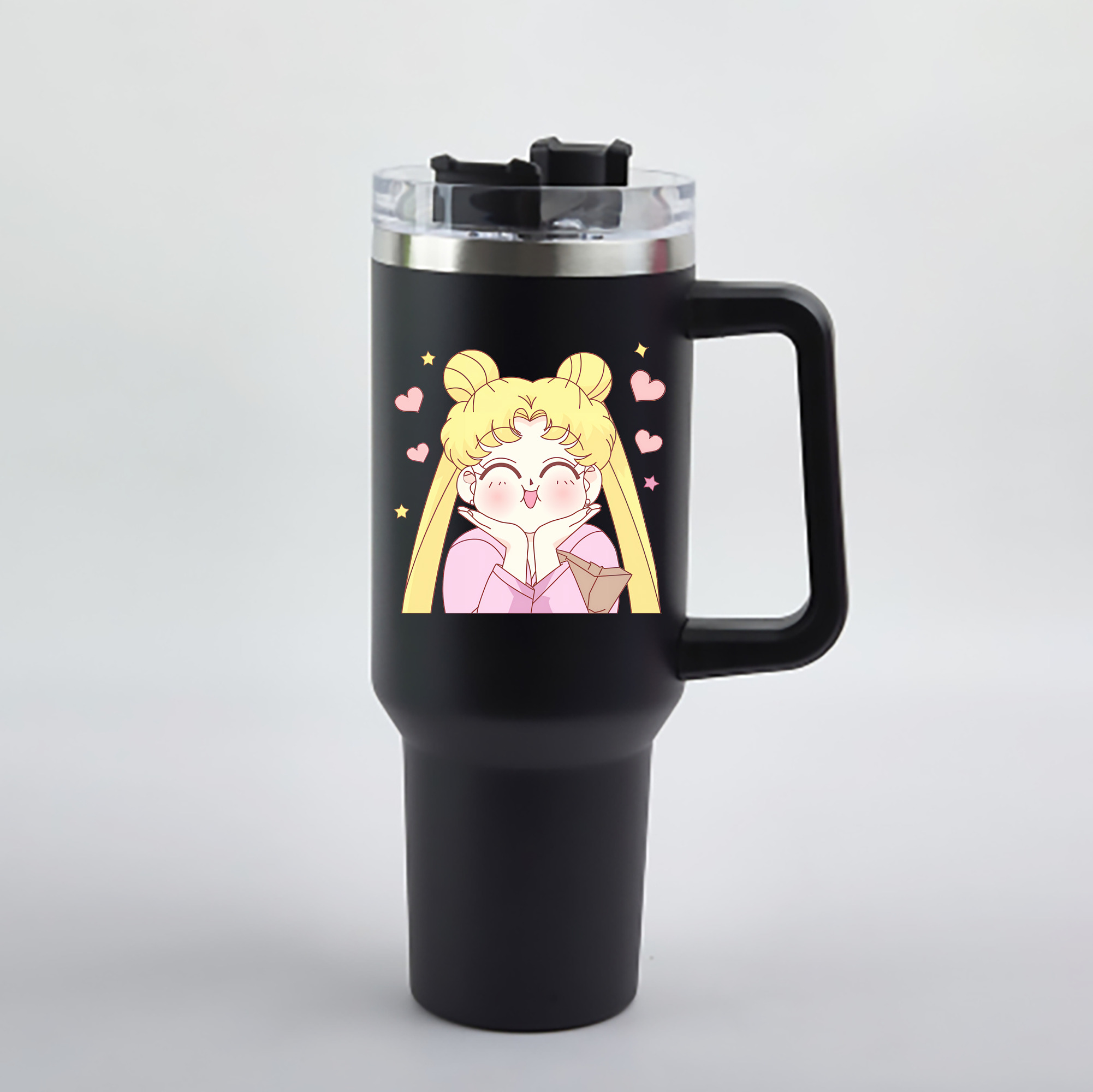 （画像用） 美少女戦士セーラームーン 愛野 美奈子 あいの みなこ Sailor Moon Aino Minako 1200mL車用タンブラー - クリスタルステッカー（プラスチックストロー付き）
