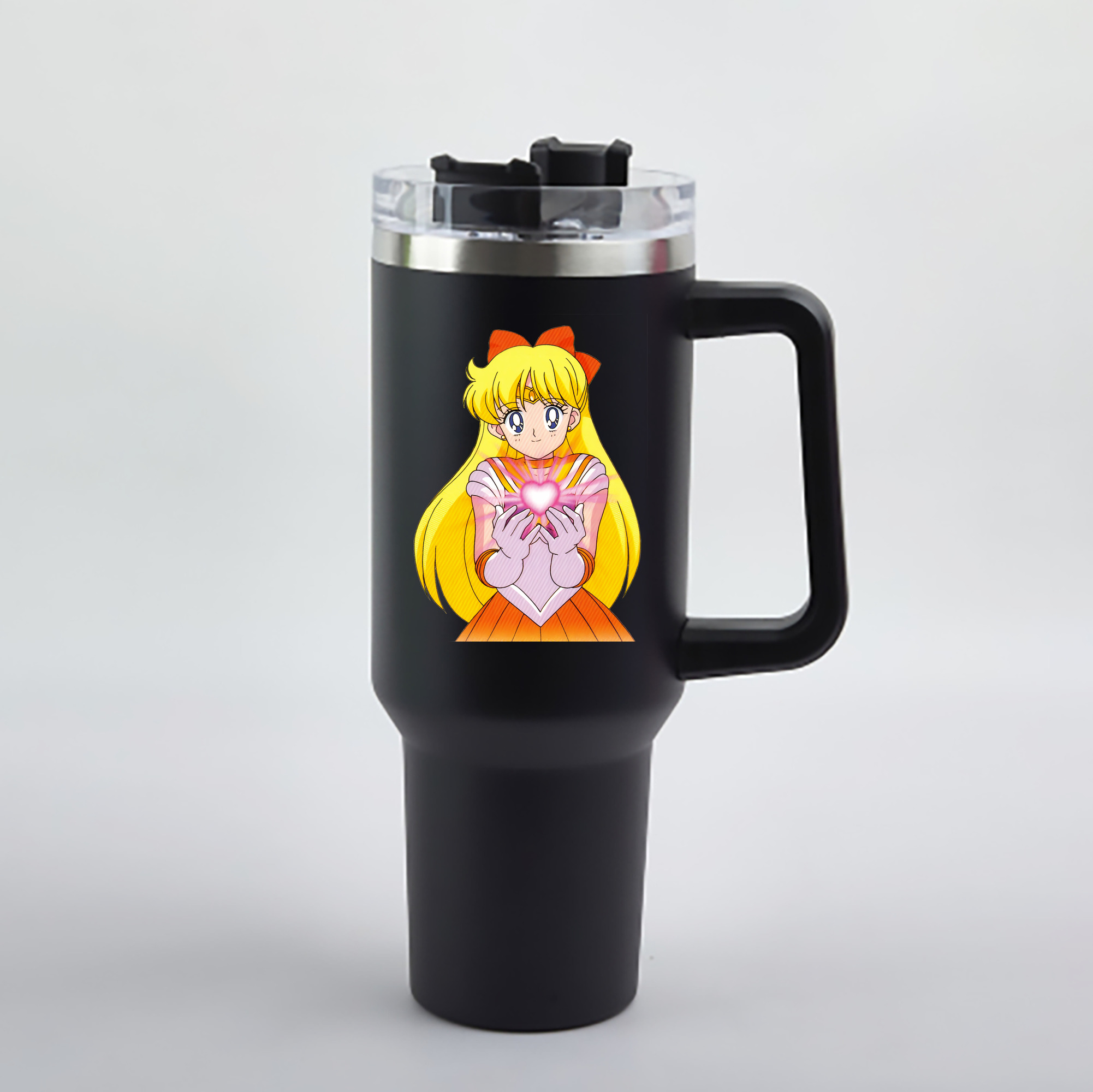 （画像用） 美少女戦士セーラームーン 愛野 美奈子 あいの みなこ Sailor Moon Aino Minako 1200mL車用タンブラー - クリスタルステッカー（プラスチックストロー付き）