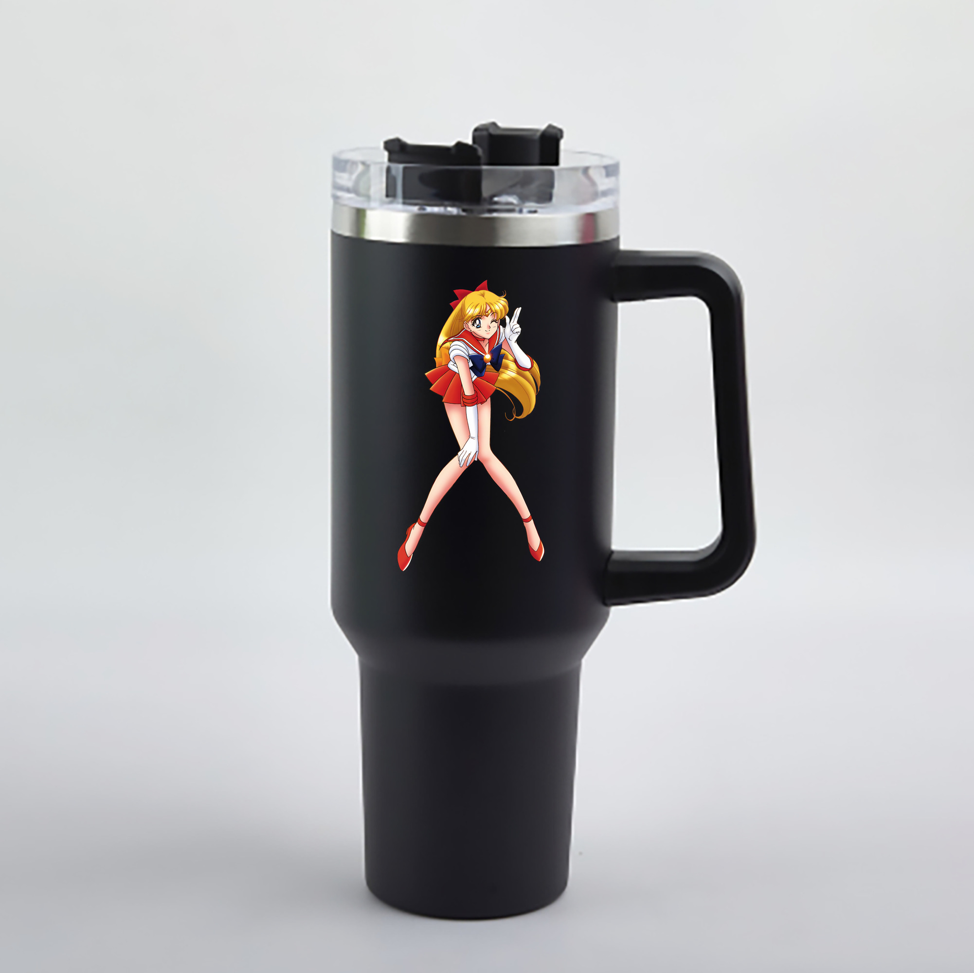 （画像用） 美少女戦士セーラームーン 愛野 美奈子 あいの みなこ Sailor Moon Aino Minako 1200mL車用タンブラー - クリスタルステッカー（プラスチックストロー付き）
