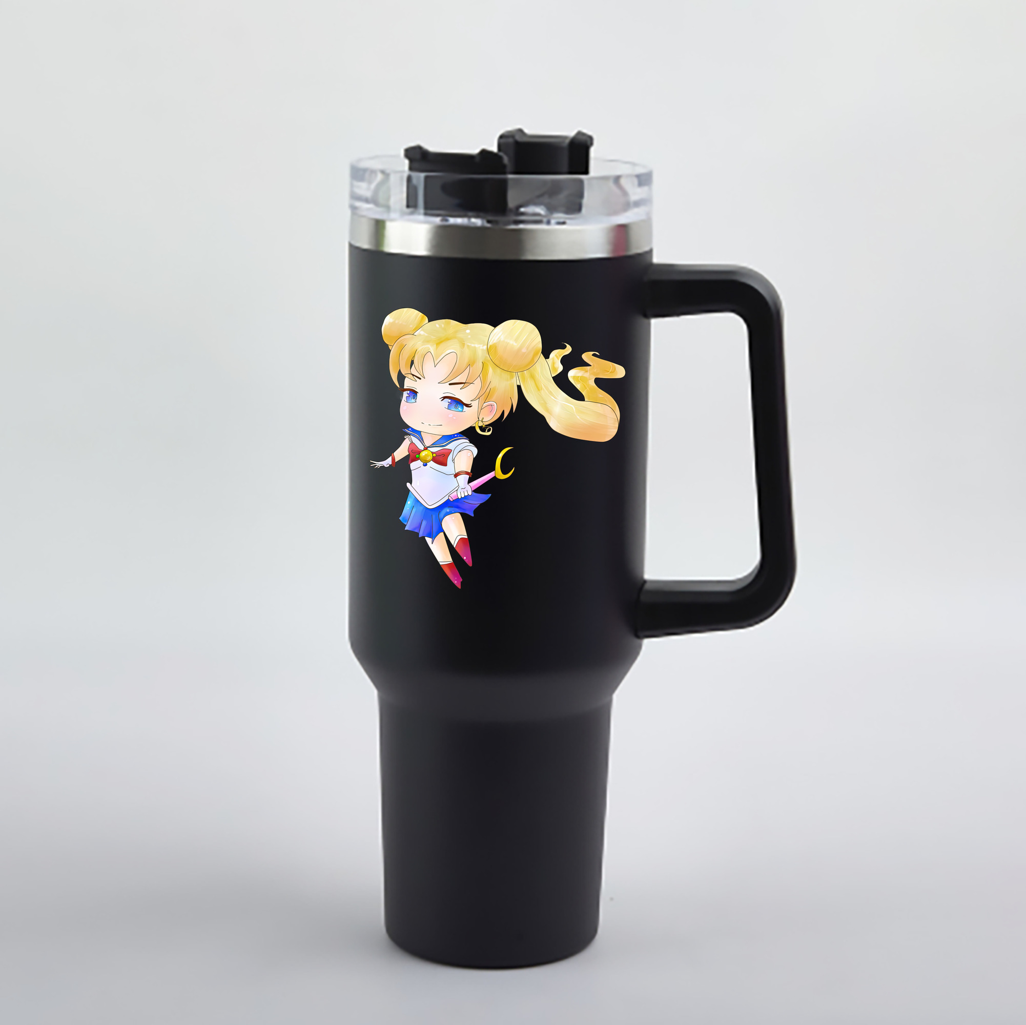 （画像用） 美少女戦士セーラームーン 愛野 美奈子 あいの みなこ Sailor Moon Aino Minako 1200mL車用タンブラー - クリスタルステッカー（プラスチックストロー付き）