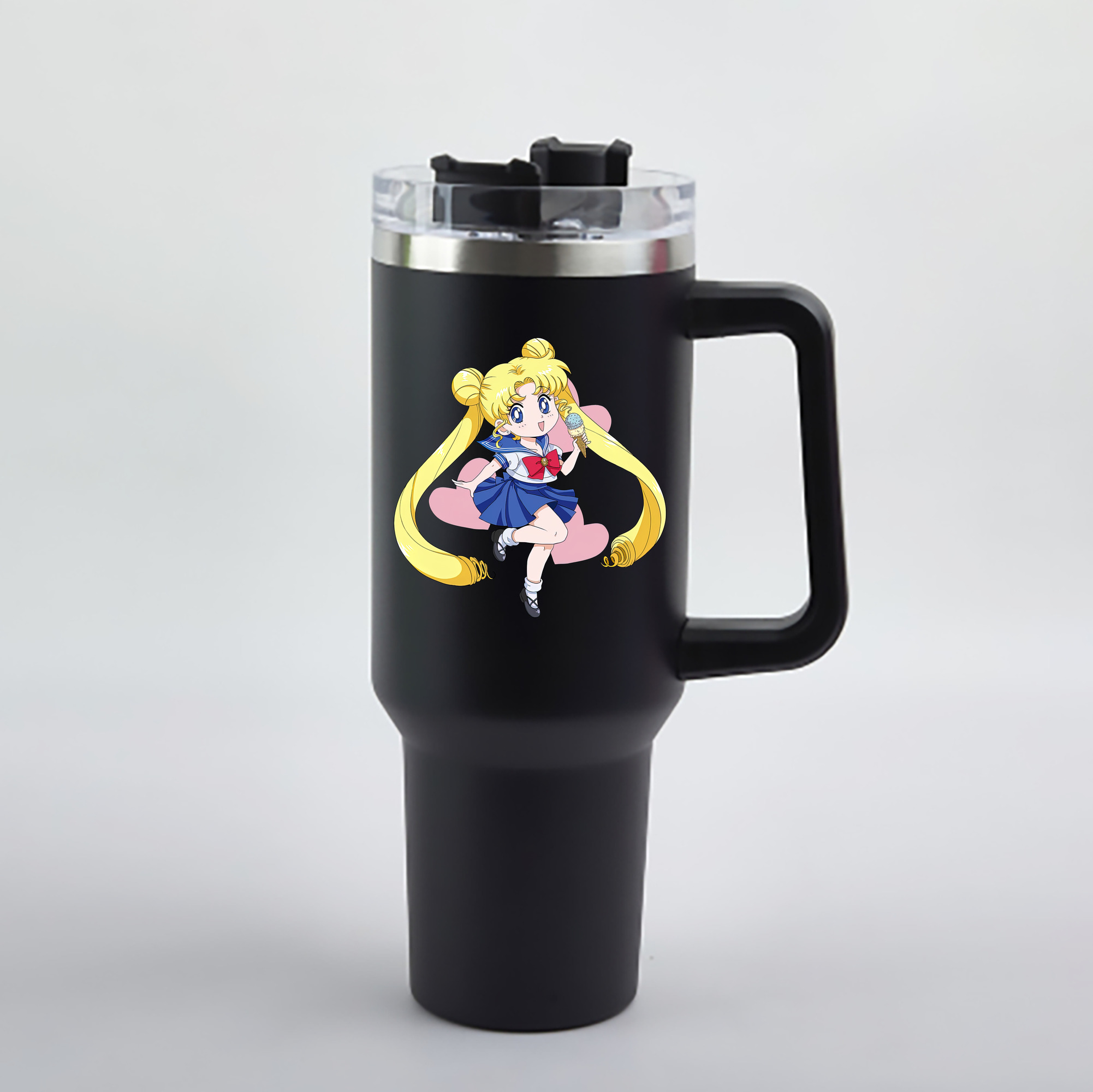 （画像用） 美少女戦士セーラームーン 愛野 美奈子 あいの みなこ Sailor Moon Aino Minako 1200mL車用タンブラー - クリスタルステッカー（プラスチックストロー付き）