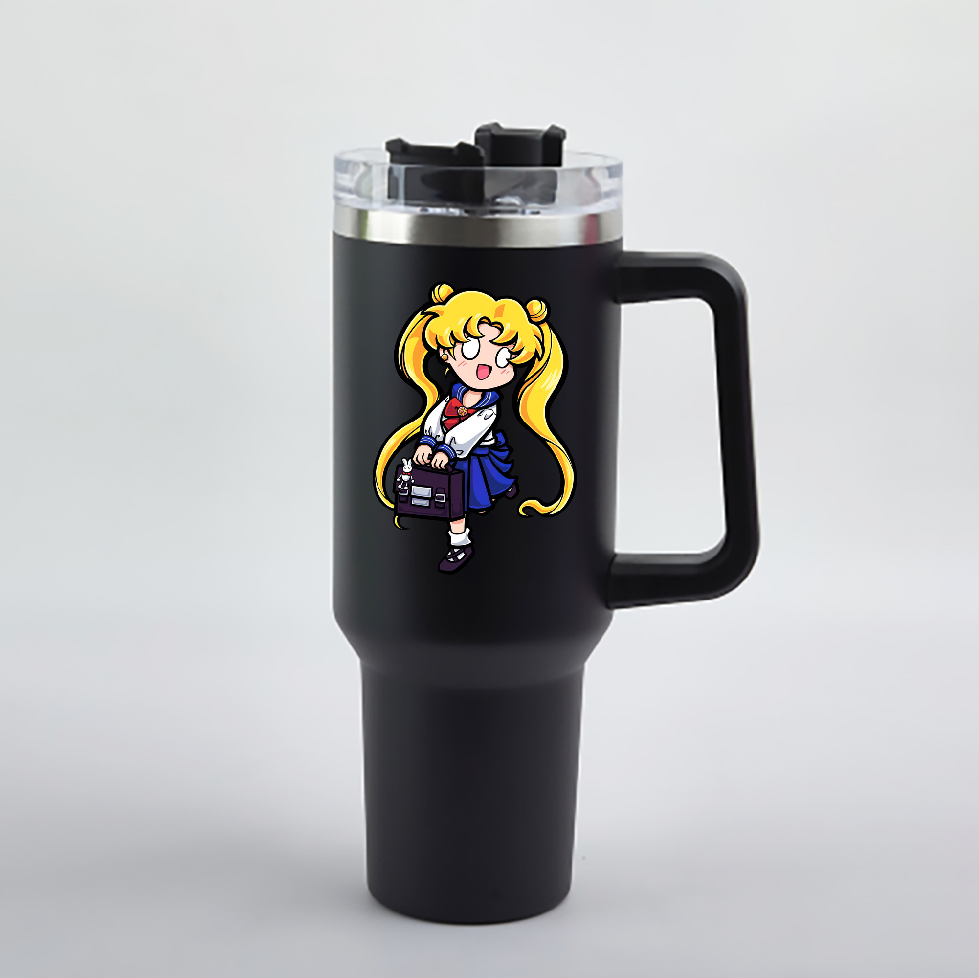 （画像用） 美少女戦士セーラームーン 愛野 美奈子 あいの みなこ Sailor Moon Aino Minako 1200mL車用タンブラー - クリスタルステッカー（プラスチックストロー付き）