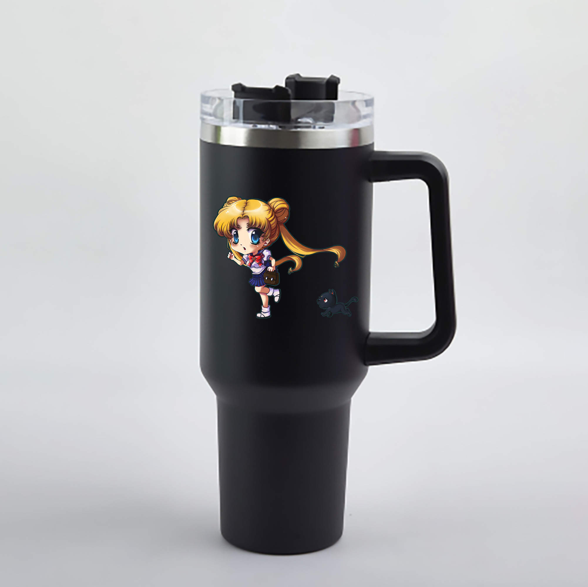 （画像用） 美少女戦士セーラームーン 愛野 美奈子 あいの みなこ Sailor Moon Aino Minako 1200mL車用タンブラー - クリスタルステッカー（プラスチックストロー付き）