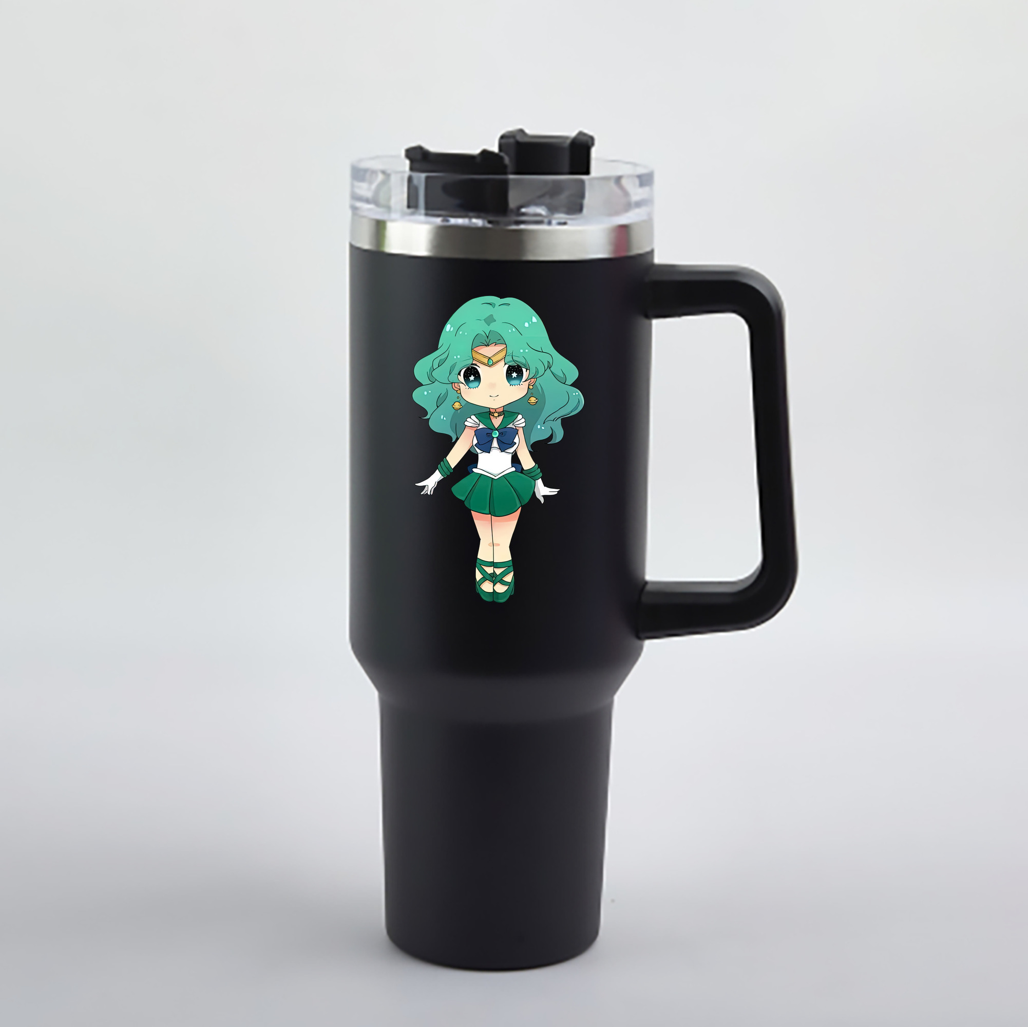 （画像用） 美少女戦士セーラームーン 海王 みちる（かいおう みちる） Sailor Moon Kaiou Michiru 1200mL車用タンブラー - クリスタルステッカー（プラスチックストロー付き）