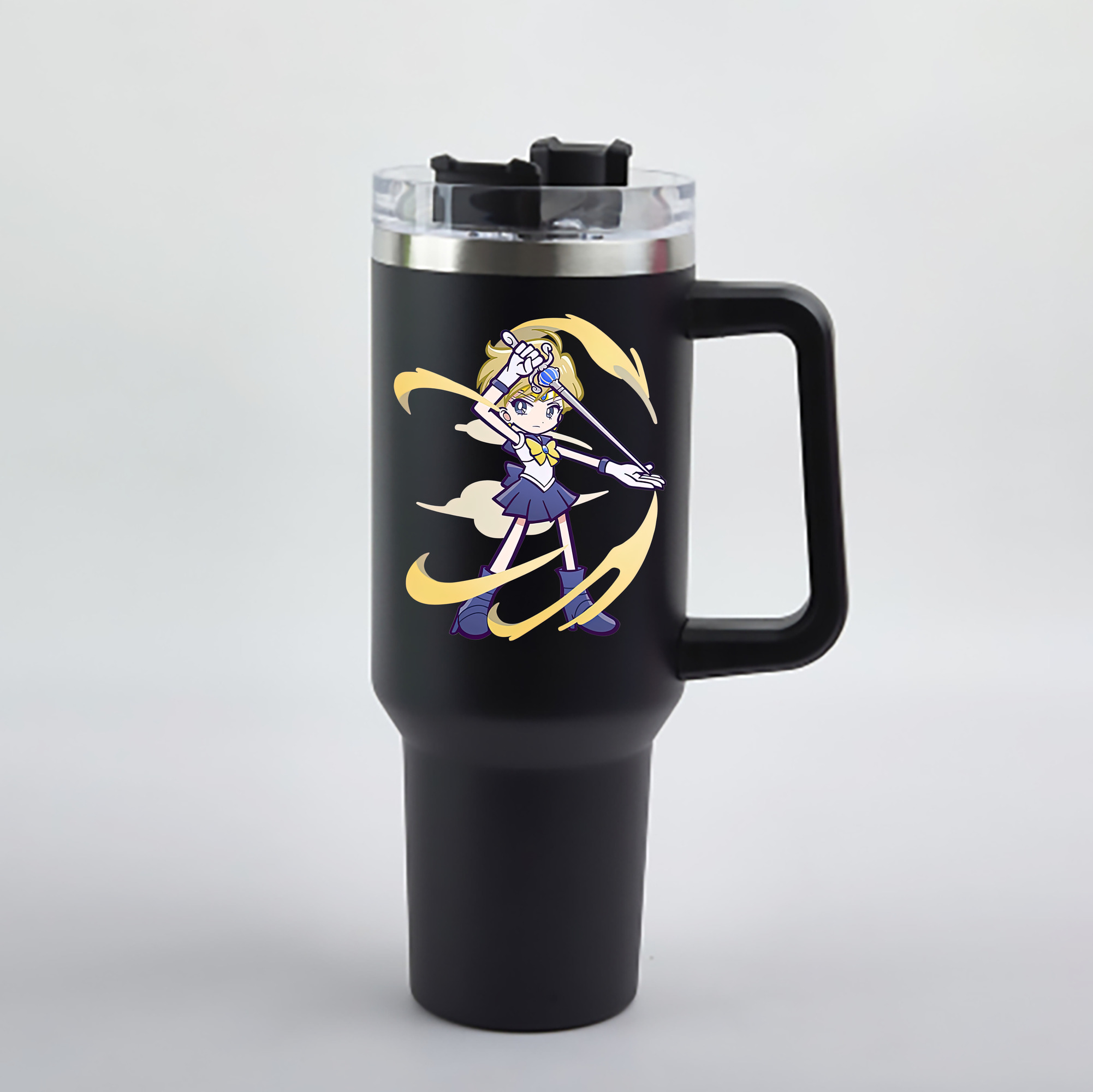 （画像用） 美少女戦士セーラームーン 天王はるか Sailor Moon Tenoh Haruka 1200mL車用タンブラー - クリスタルステッカー（プラスチックストロー付き）