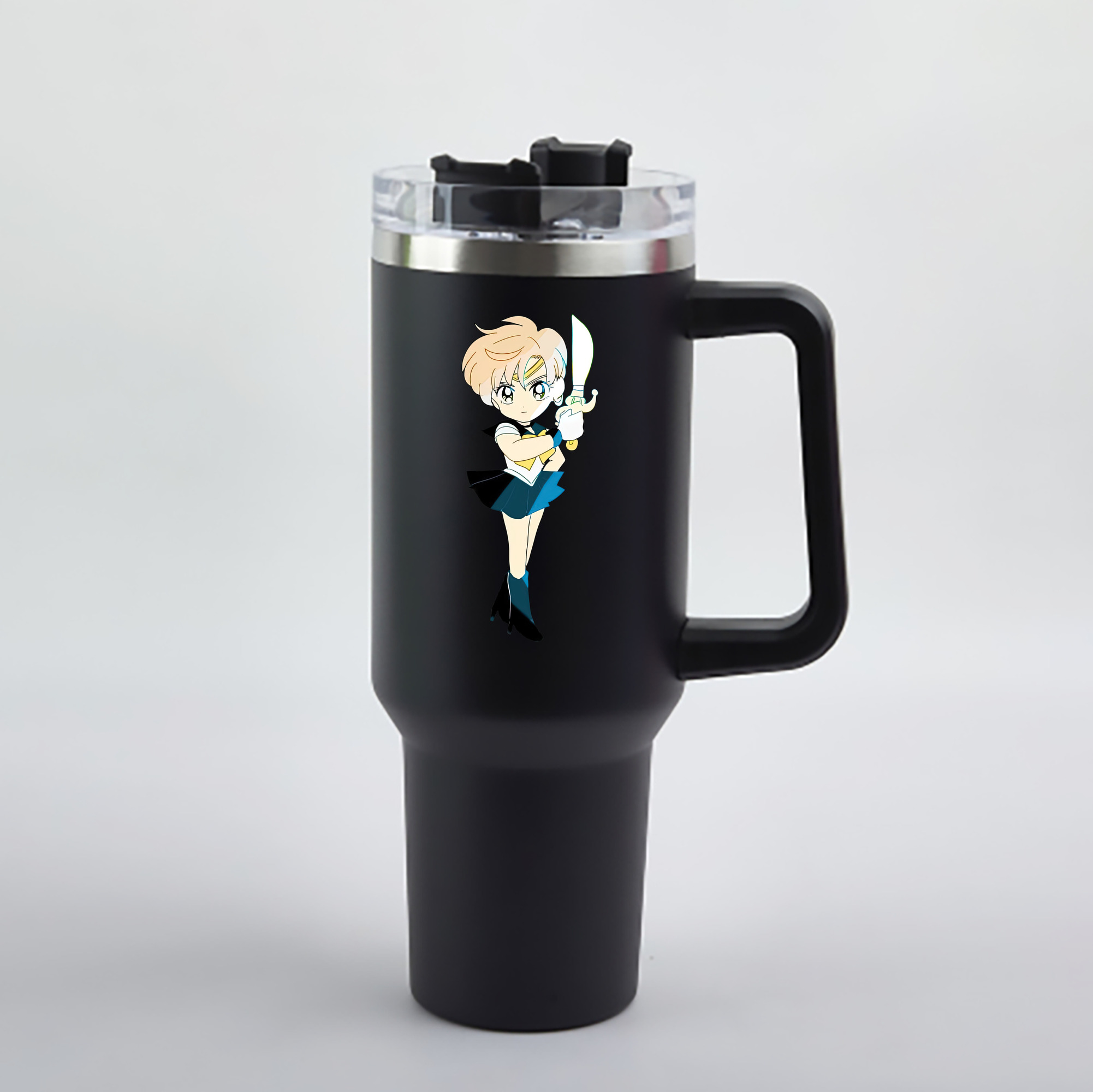 （画像用） 美少女戦士セーラームーン 天王はるか Sailor Moon Tenoh Haruka 1200mL車用タンブラー - クリスタルステッカー（プラスチックストロー付き）