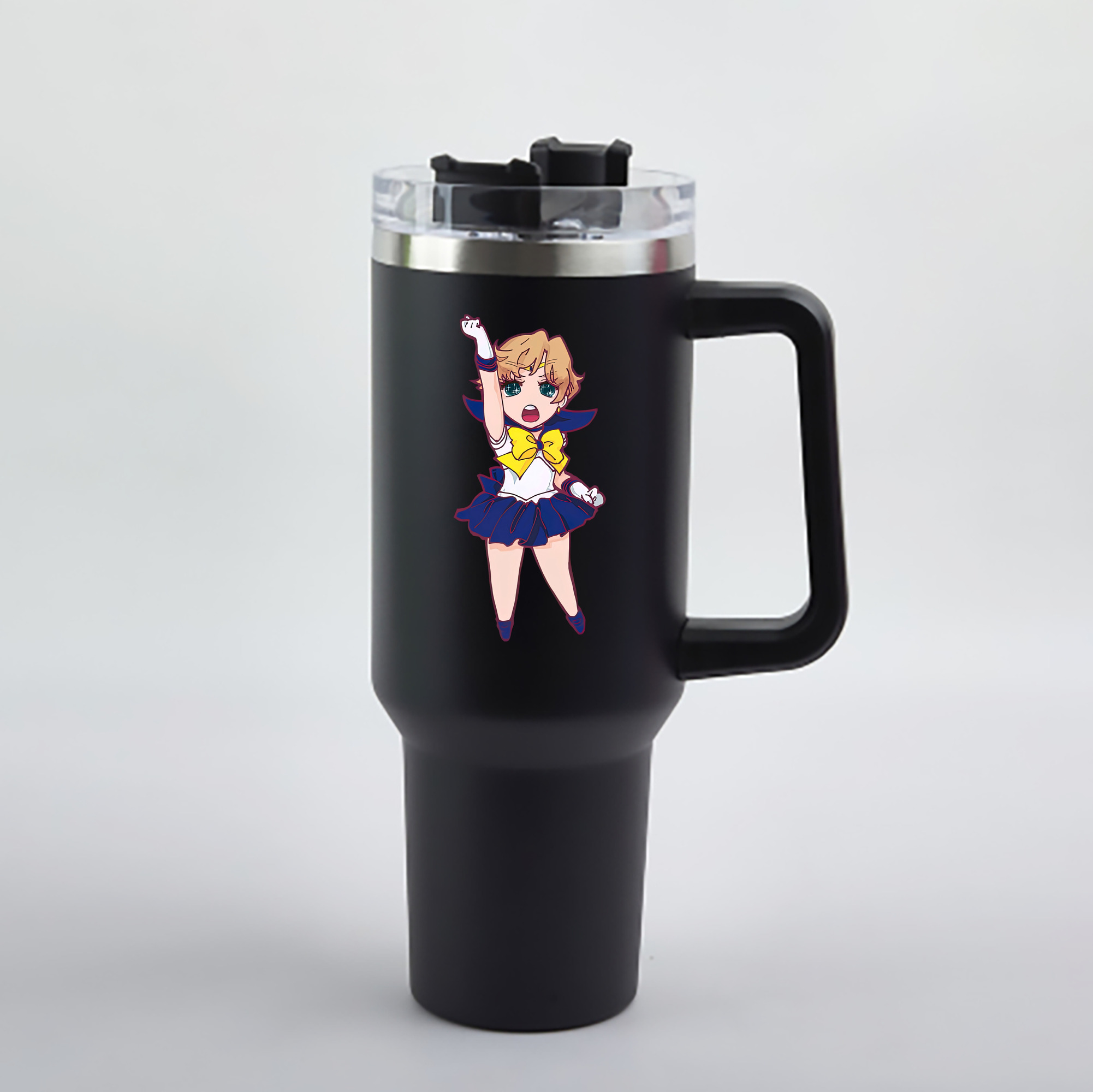 （画像用） 美少女戦士セーラームーン 天王はるか Sailor Moon Tenoh Haruka 1200mL車用タンブラー - クリスタルステッカー（プラスチックストロー付き）