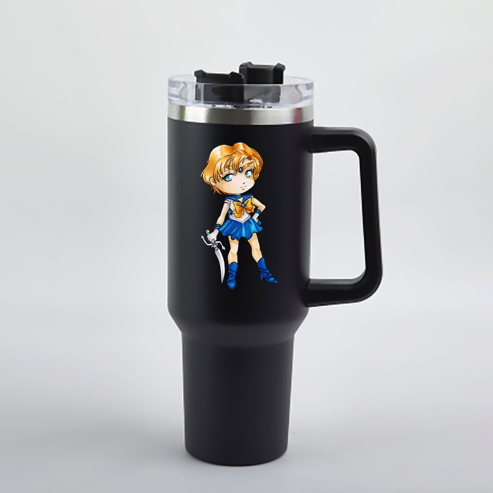 （画像用） 美少女戦士セーラームーン 天王はるか Sailor Moon Tenoh Haruka 1200mL車用タンブラー - クリスタルステッカー（プラスチックストロー付き）
