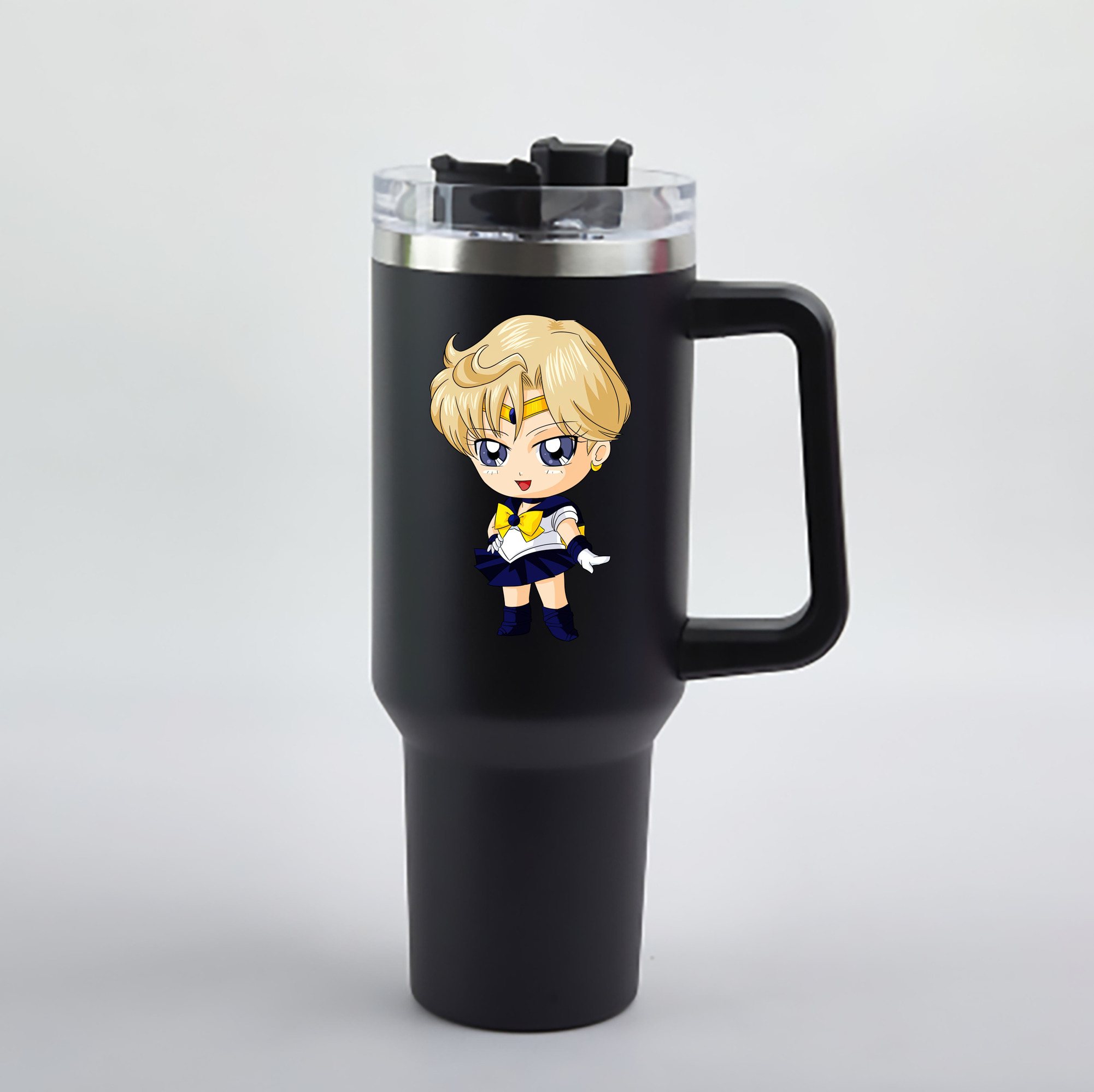 （画像用） 美少女戦士セーラームーン 天王はるか Sailor Moon Tenoh Haruka 1200mL車用タンブラー - クリスタルステッカー（プラスチックストロー付き）
