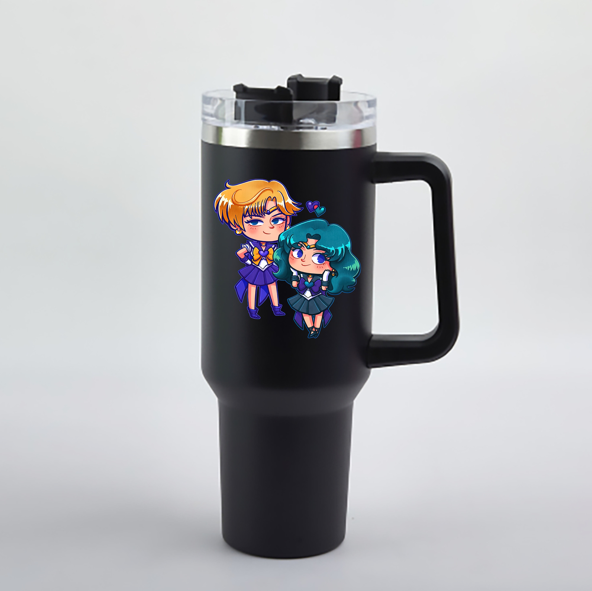 （画像用） 美少女戦士セーラームーン 天王はるか Sailor Moon Tenoh Haruka 1200mL車用タンブラー - クリスタルステッカー（プラスチックストロー付き）