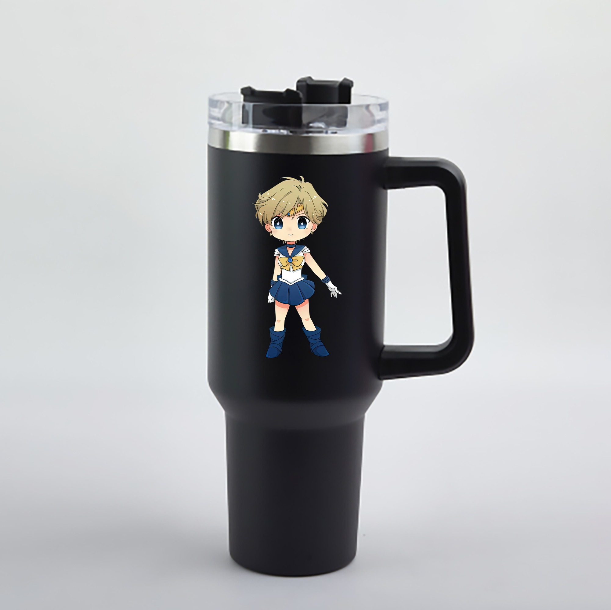 （画像用） 美少女戦士セーラームーン 天王はるか Sailor Moon Tenoh Haruka 1200mL車用タンブラー - クリスタルステッカー（プラスチックストロー付き）