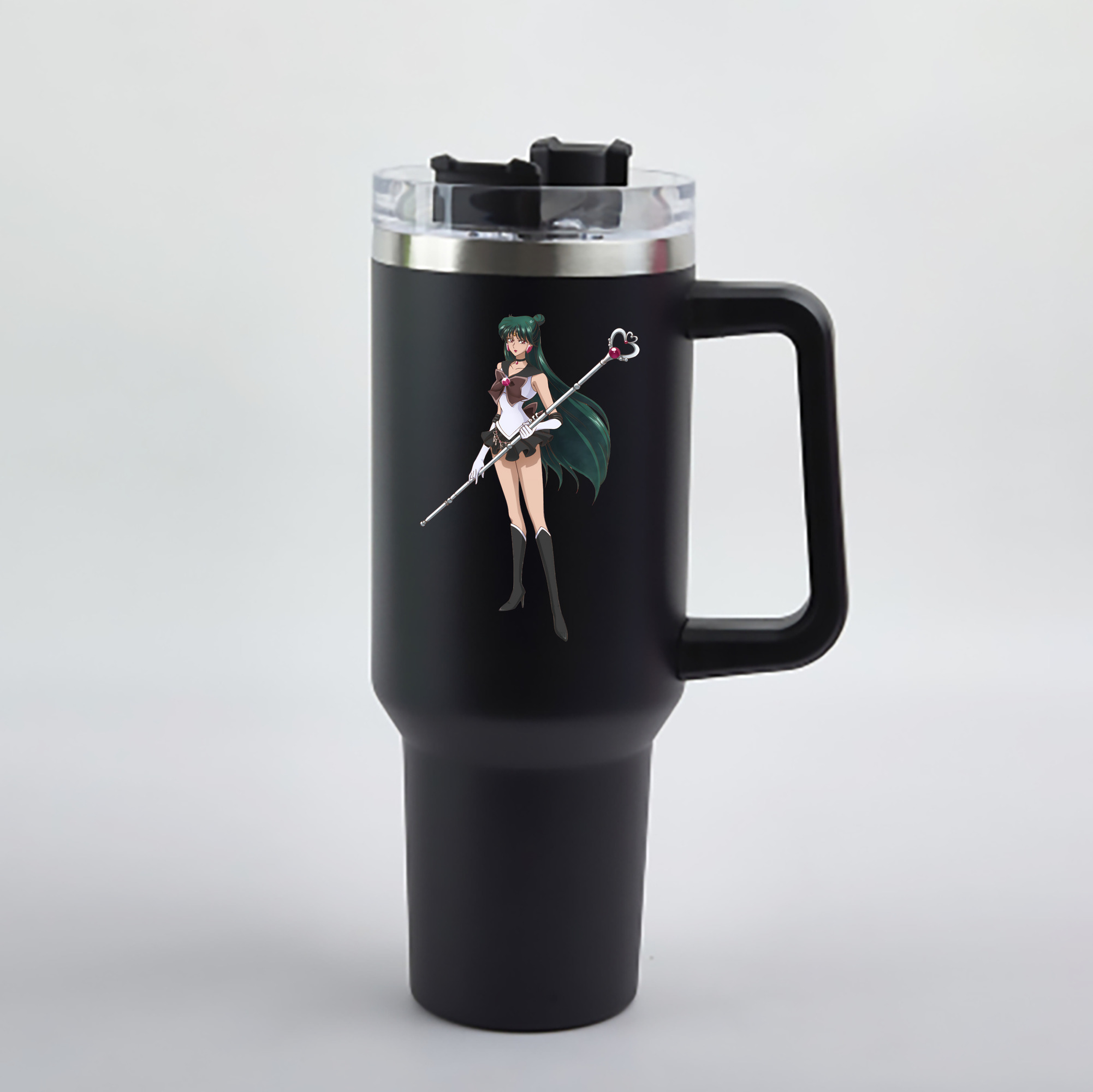 （画像用） 美少女戦士セーラームーン 冥王せつな Sailor Moon Meiou Setsuna 1200mL車用タンブラー - クリスタルステッカー（プラスチックストロー付き）