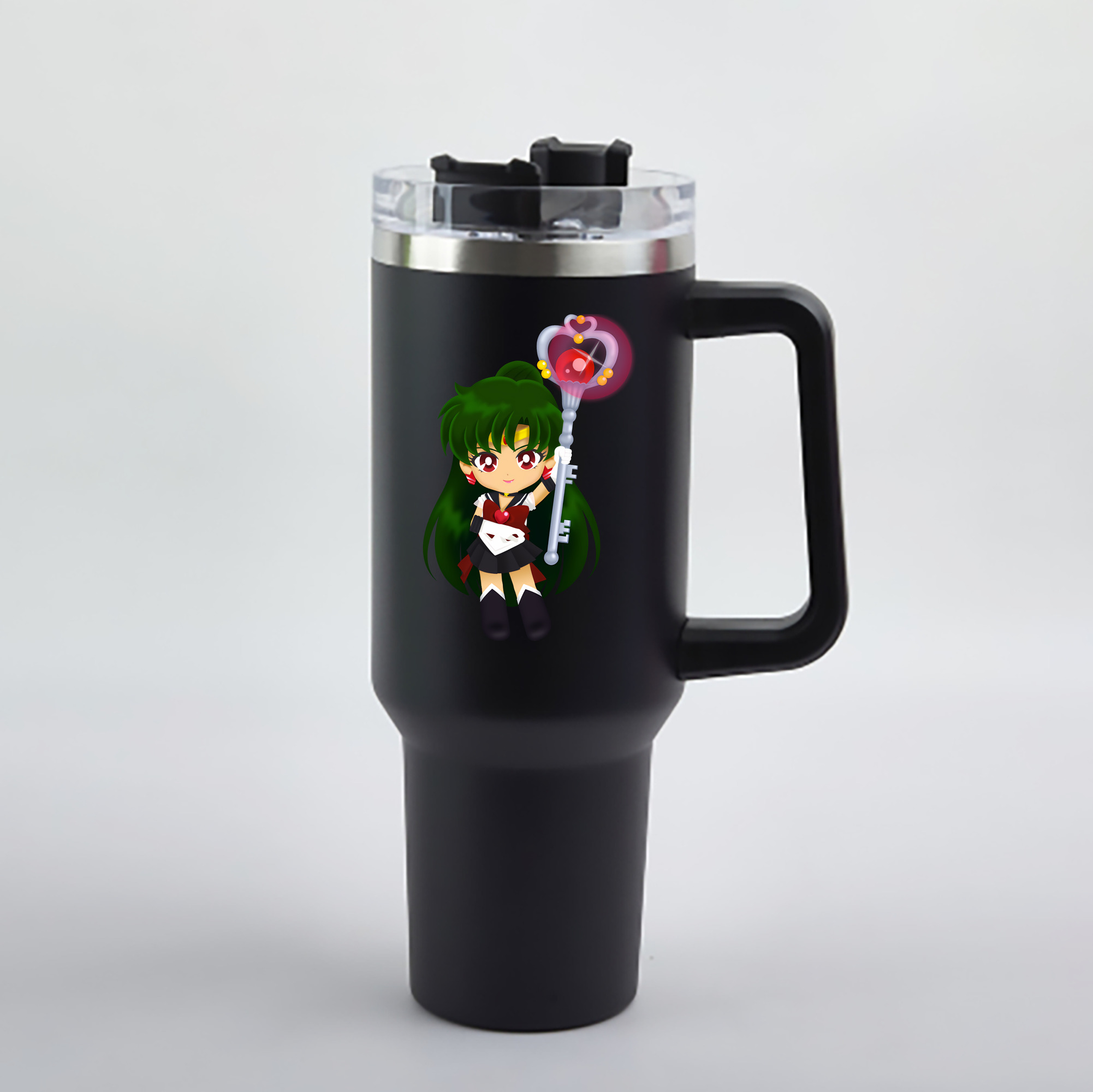 （画像用） 美少女戦士セーラームーン 冥王せつな Sailor Moon Meiou Setsuna 1200mL車用タンブラー - クリスタルステッカー（プラスチックストロー付き）