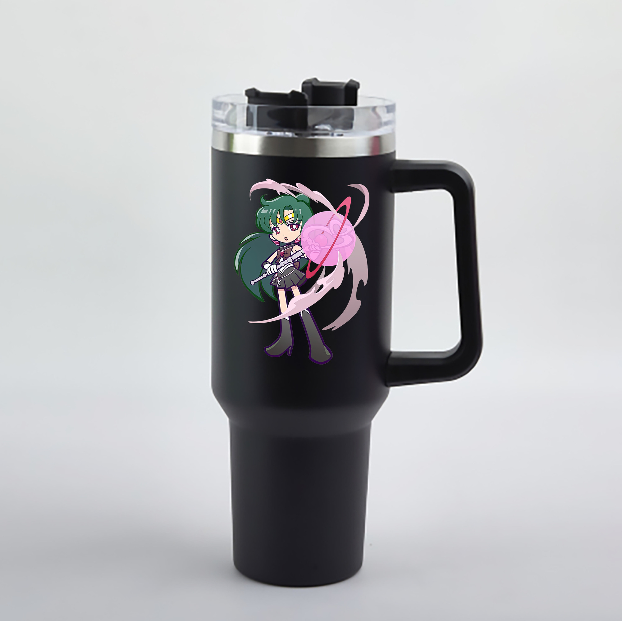 （画像用） 美少女戦士セーラームーン 冥王せつな Sailor Moon Meiou Setsuna 1200mL車用タンブラー - クリスタルステッカー（プラスチックストロー付き）