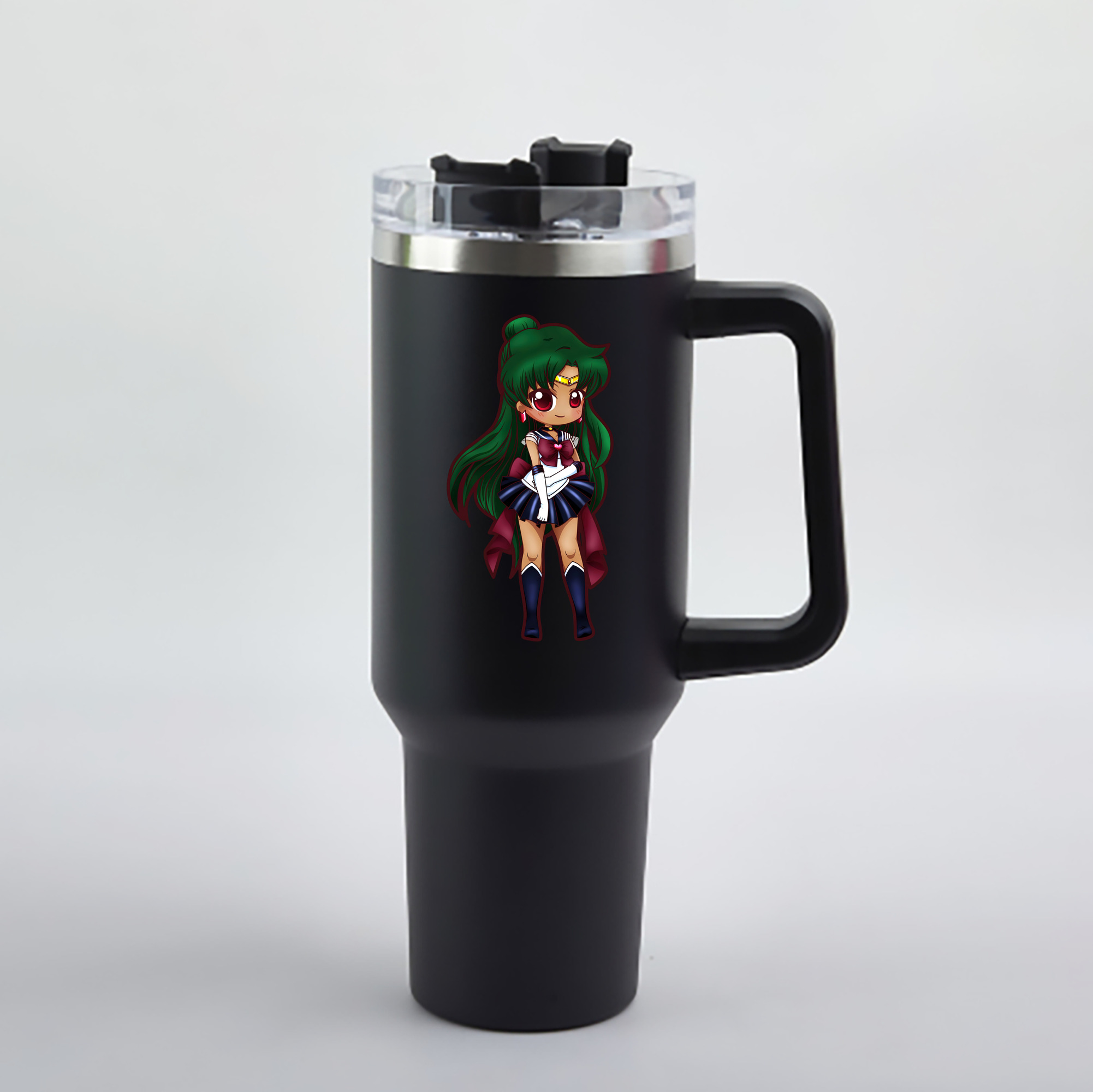 （画像用） 美少女戦士セーラームーン 冥王せつな Sailor Moon Meiou Setsuna 1200mL車用タンブラー - クリスタルステッカー（プラスチックストロー付き）