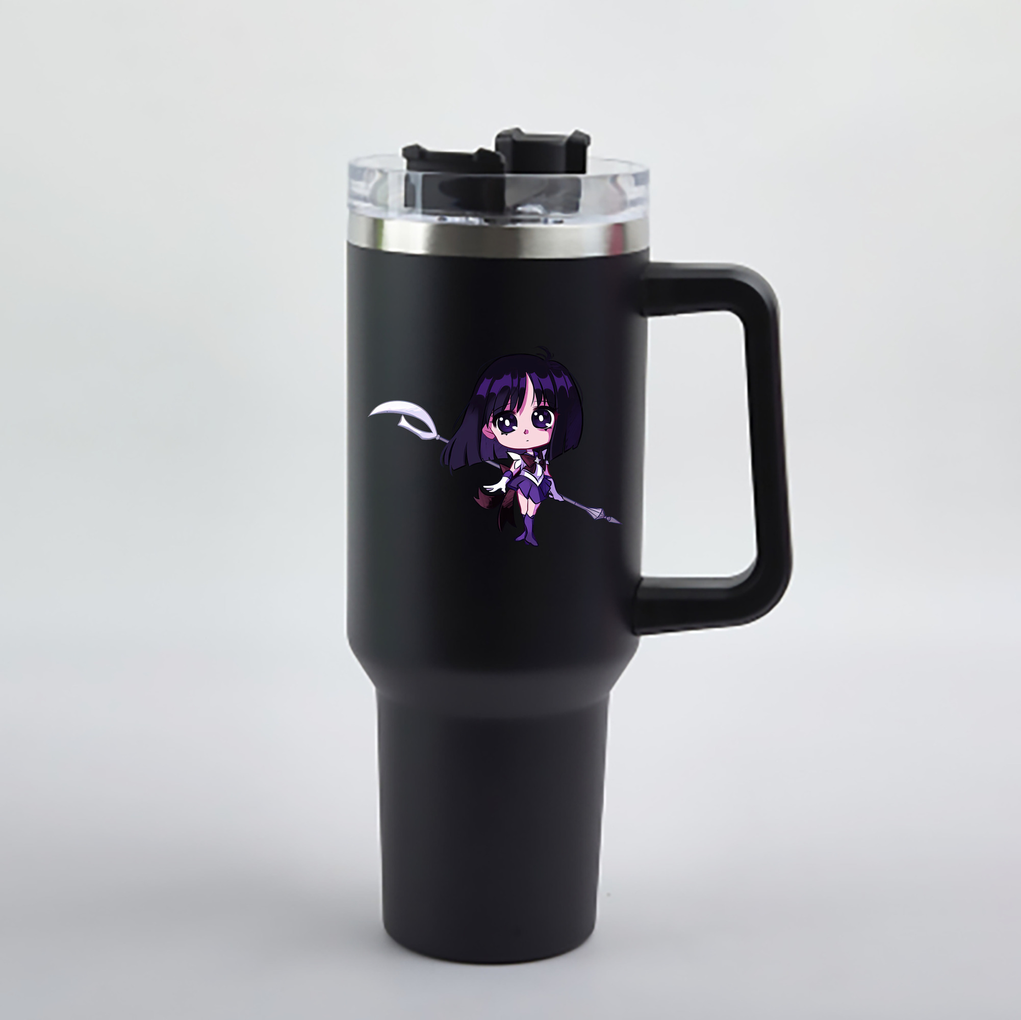（画像用） 美少女戦士セーラームーン 土萠ほたる Sailor Moon Tomoe Hotaru （セーラーサターン；Sailor Saturn） 1200mL車用タンブラー - クリスタルステッカー（プラスチックストロー付き）