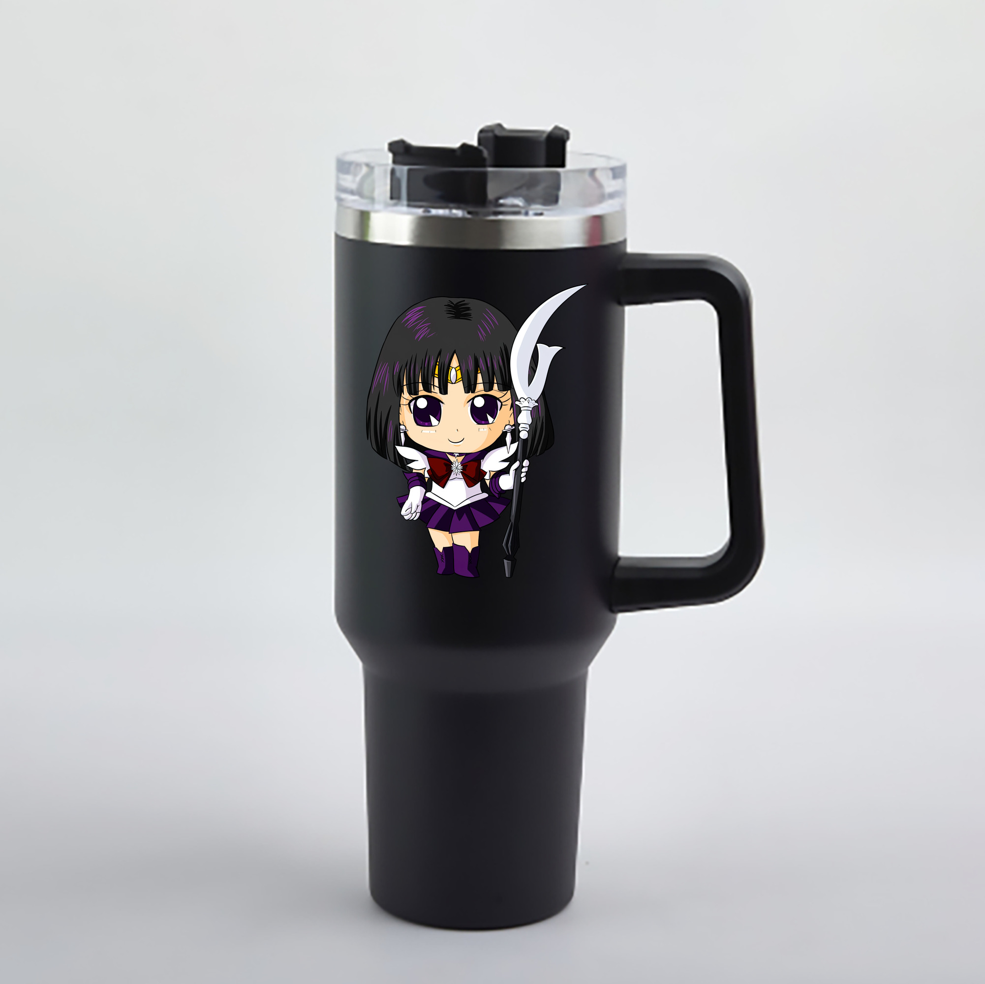 （画像用） 美少女戦士セーラームーン 土萠ほたる Sailor Moon Tomoe Hotaru （セーラーサターン；Sailor Saturn） 1200mL車用タンブラー - クリスタルステッカー（プラスチックストロー付き）