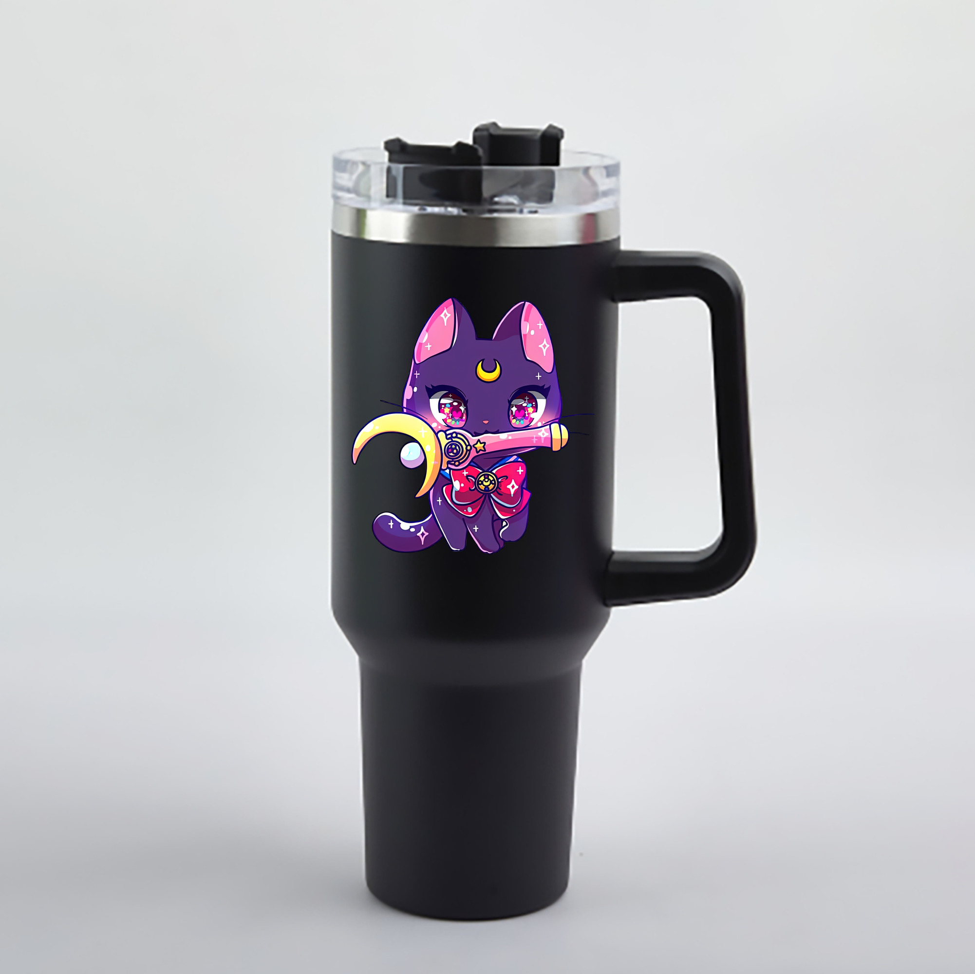 （画像用） 美少女戦士セーラームーン Sailor Moon 1200mL車用タンブラー - クリスタルステッカー（プラスチックストロー付き）