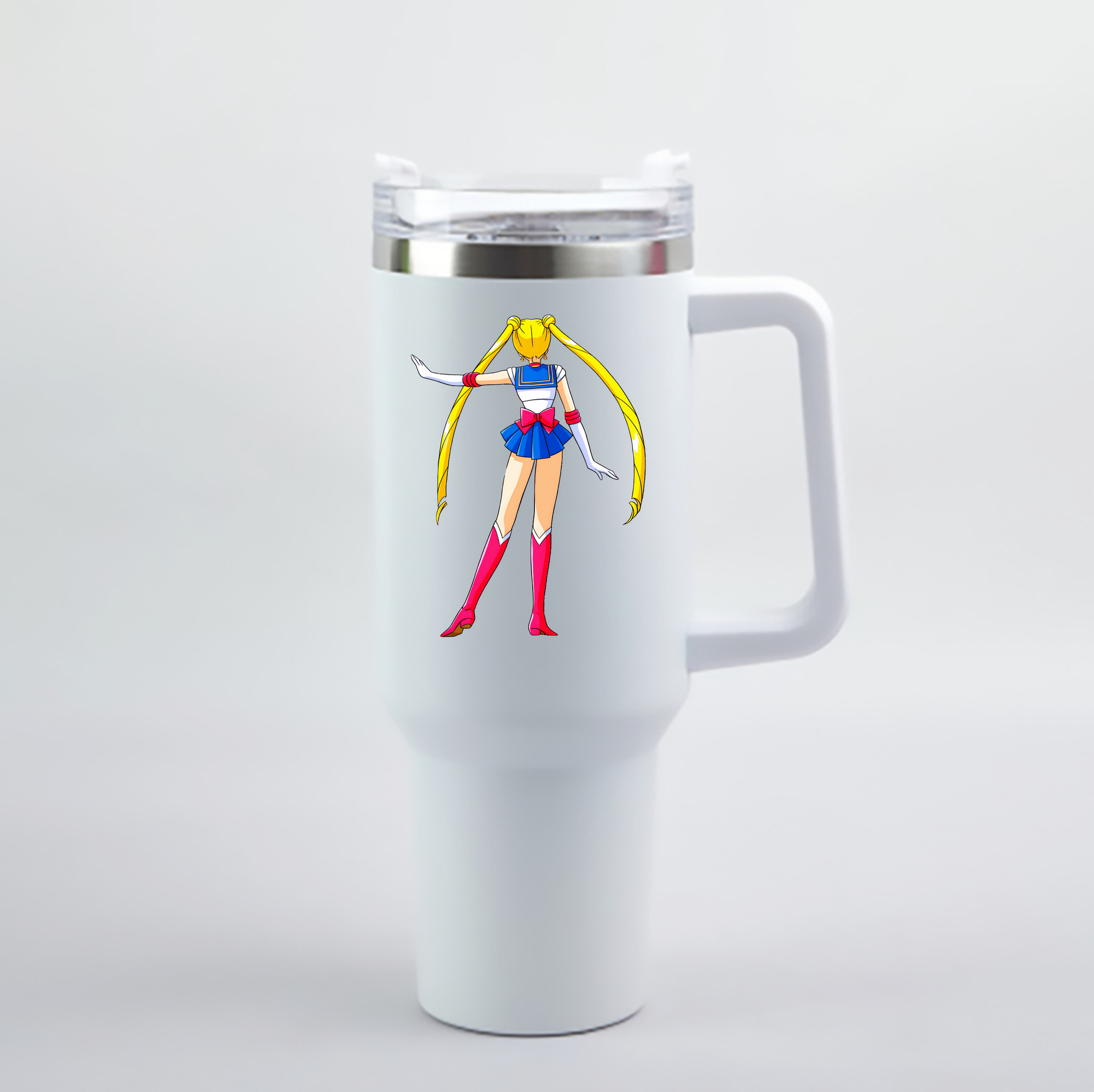 （画像用） 美少女戦士セーラームーン 月野 うさぎ つきの うさぎ Sailor Moon Tsukino Usagi 1200mL車用タンブラー - クリスタルステッカー（プラスチックストロー付き）