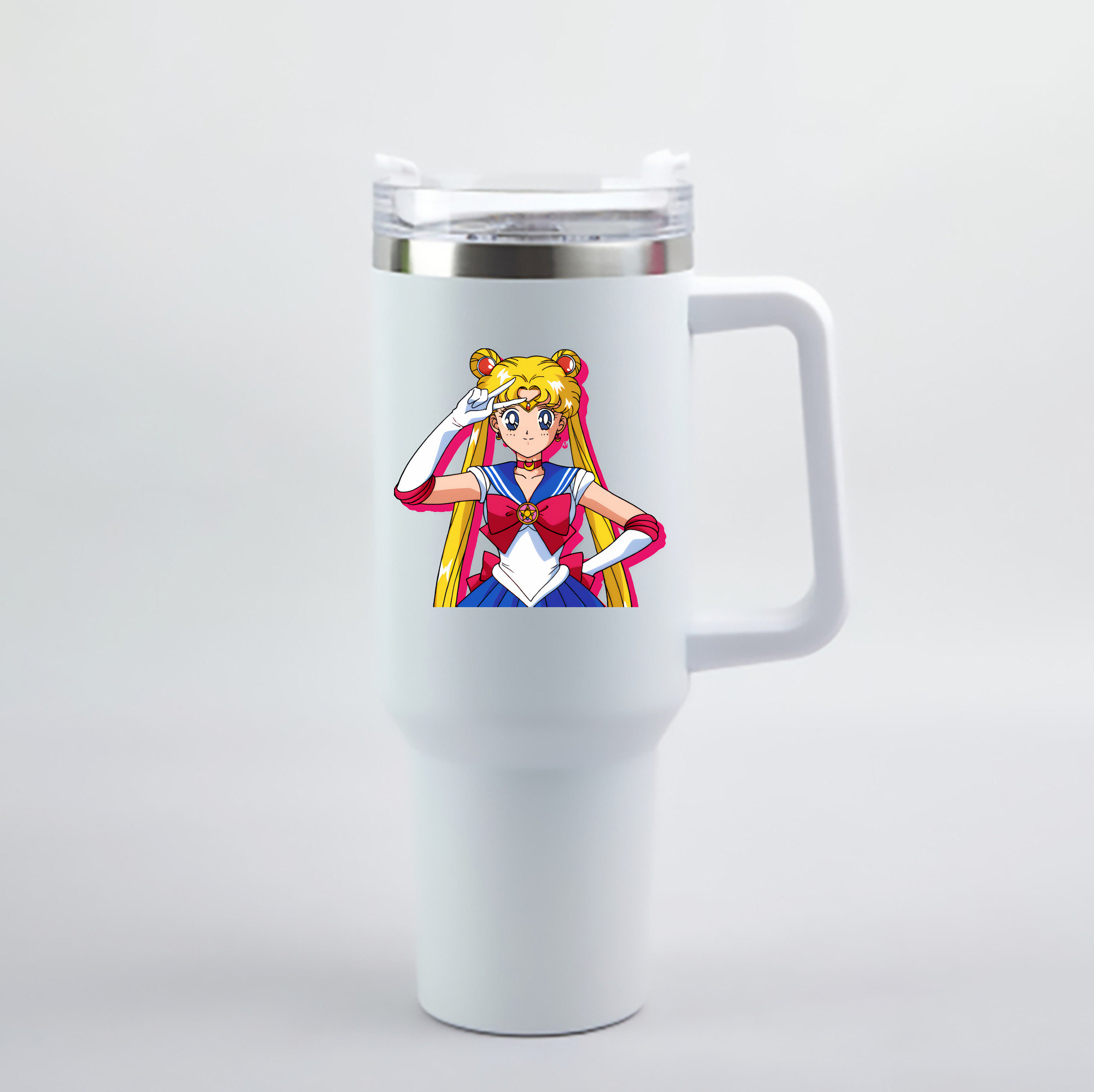 （画像用） 美少女戦士セーラームーン 月野 うさぎ つきの うさぎ Sailor Moon Tsukino Usagi 1200mL車用タンブラー - クリスタルステッカー（プラスチックストロー付き）