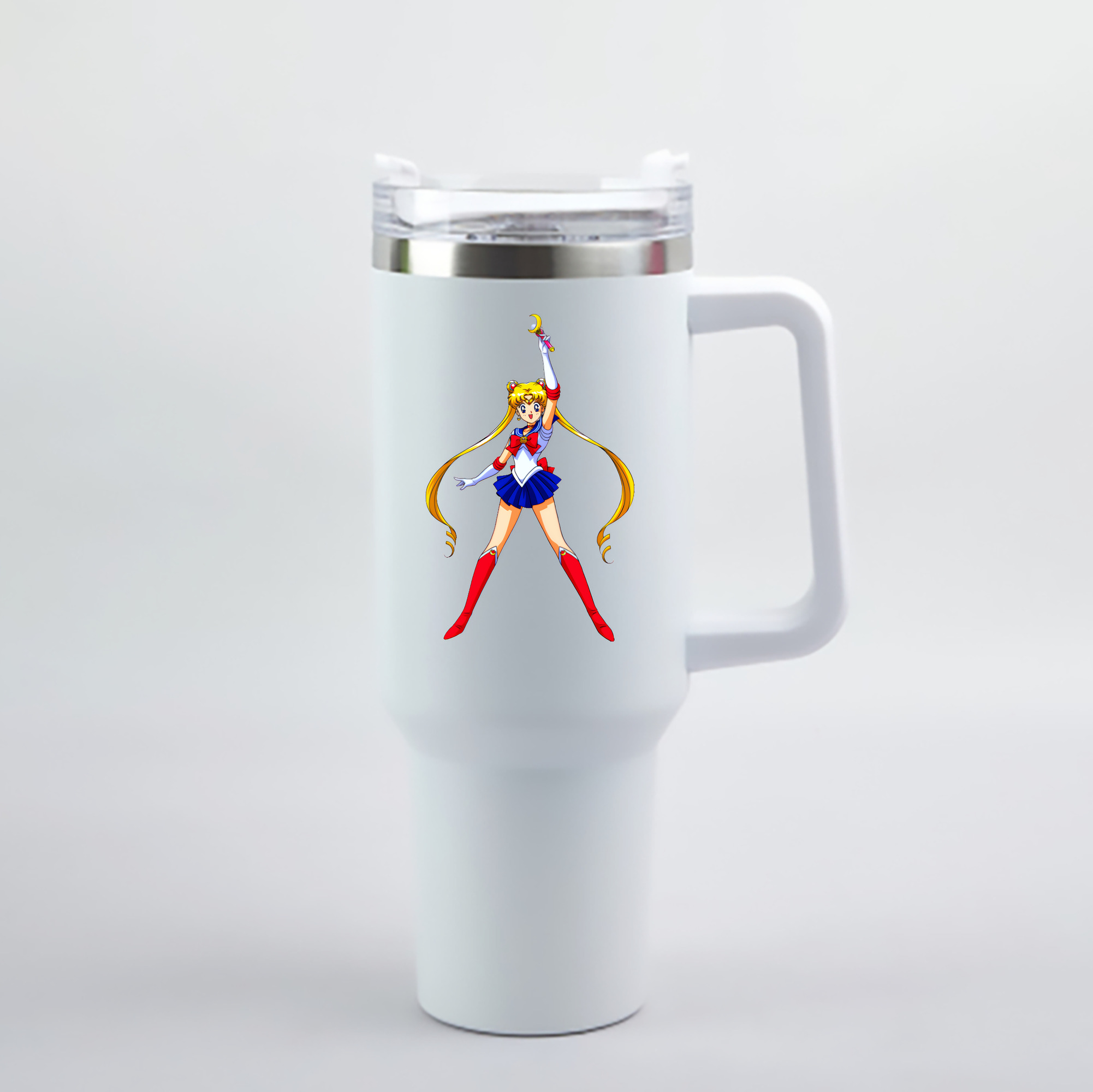 （画像用） 美少女戦士セーラームーン 月野 うさぎ つきの うさぎ Sailor Moon Tsukino Usagi 1200mL車用タンブラー - クリスタルステッカー（プラスチックストロー付き）