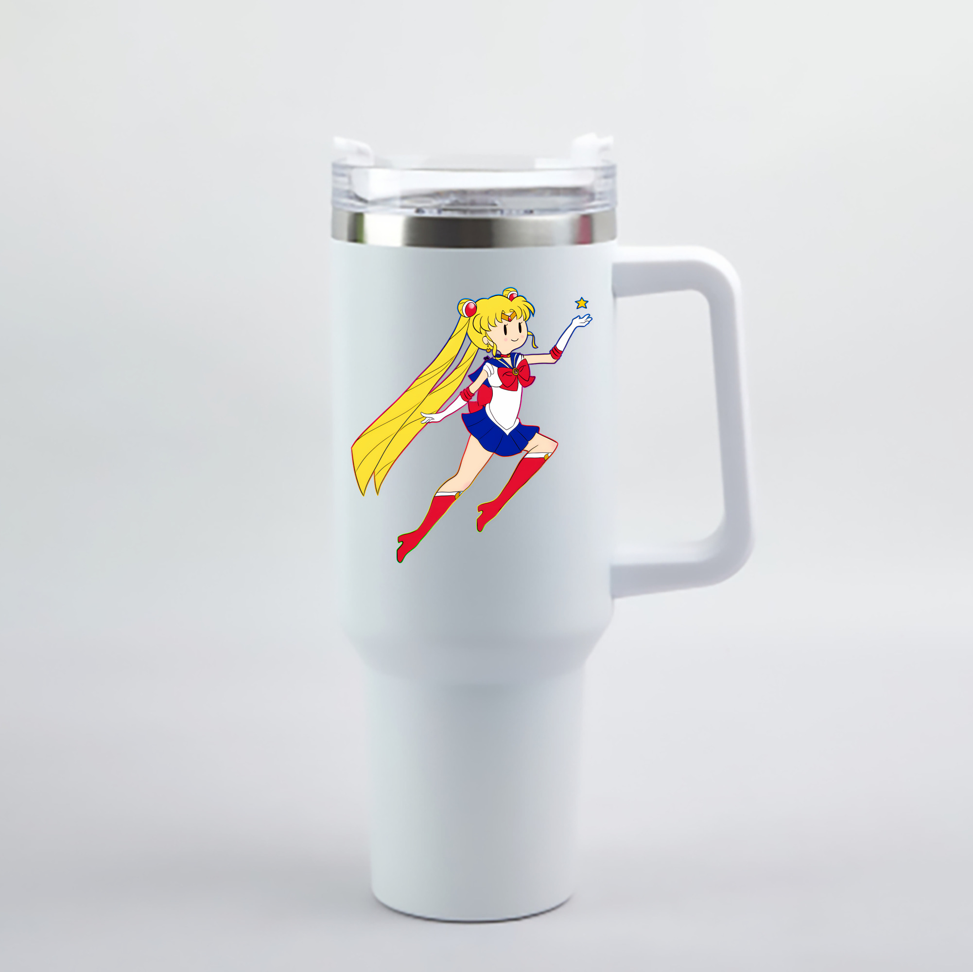 （画像用） 美少女戦士セーラームーン 月野 うさぎ つきの うさぎ Sailor Moon Tsukino Usagi 1200mL車用タンブラー - クリスタルステッカー（プラスチックストロー付き）